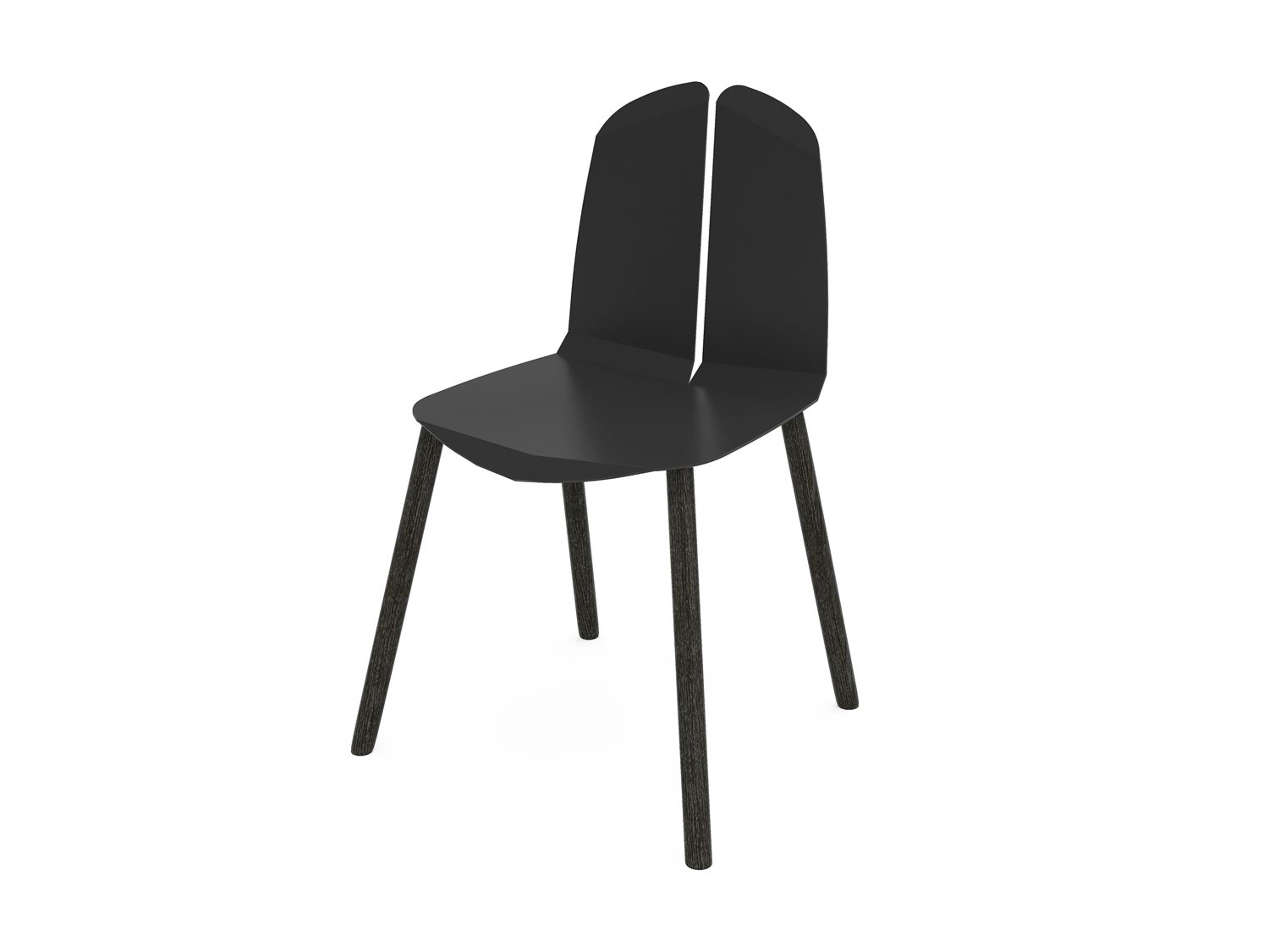 Tronk Design Oak Wood Black Side Dining Chair