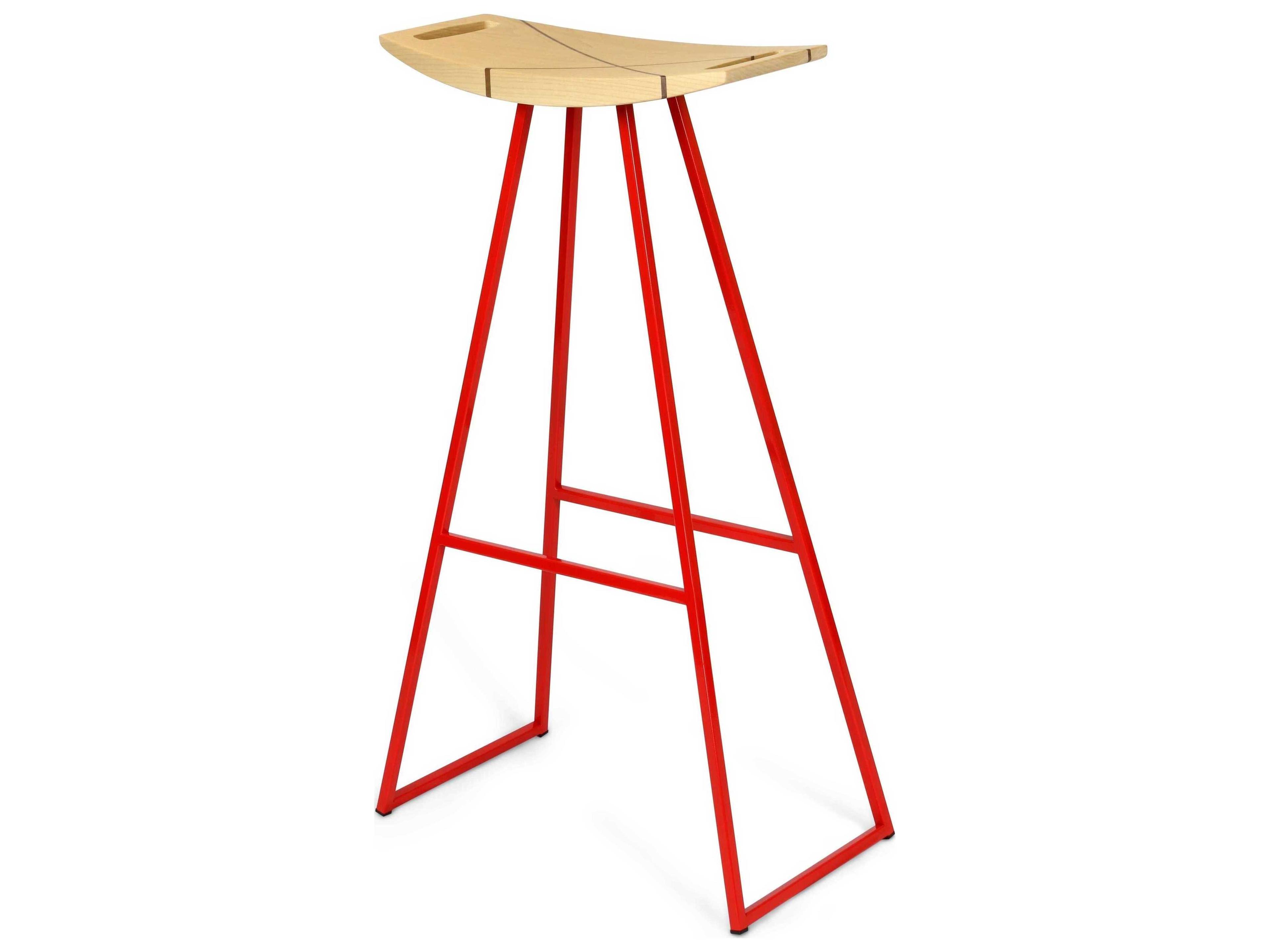 Tronk Design Roberts Maple Wood Bar Stool with Inlay
