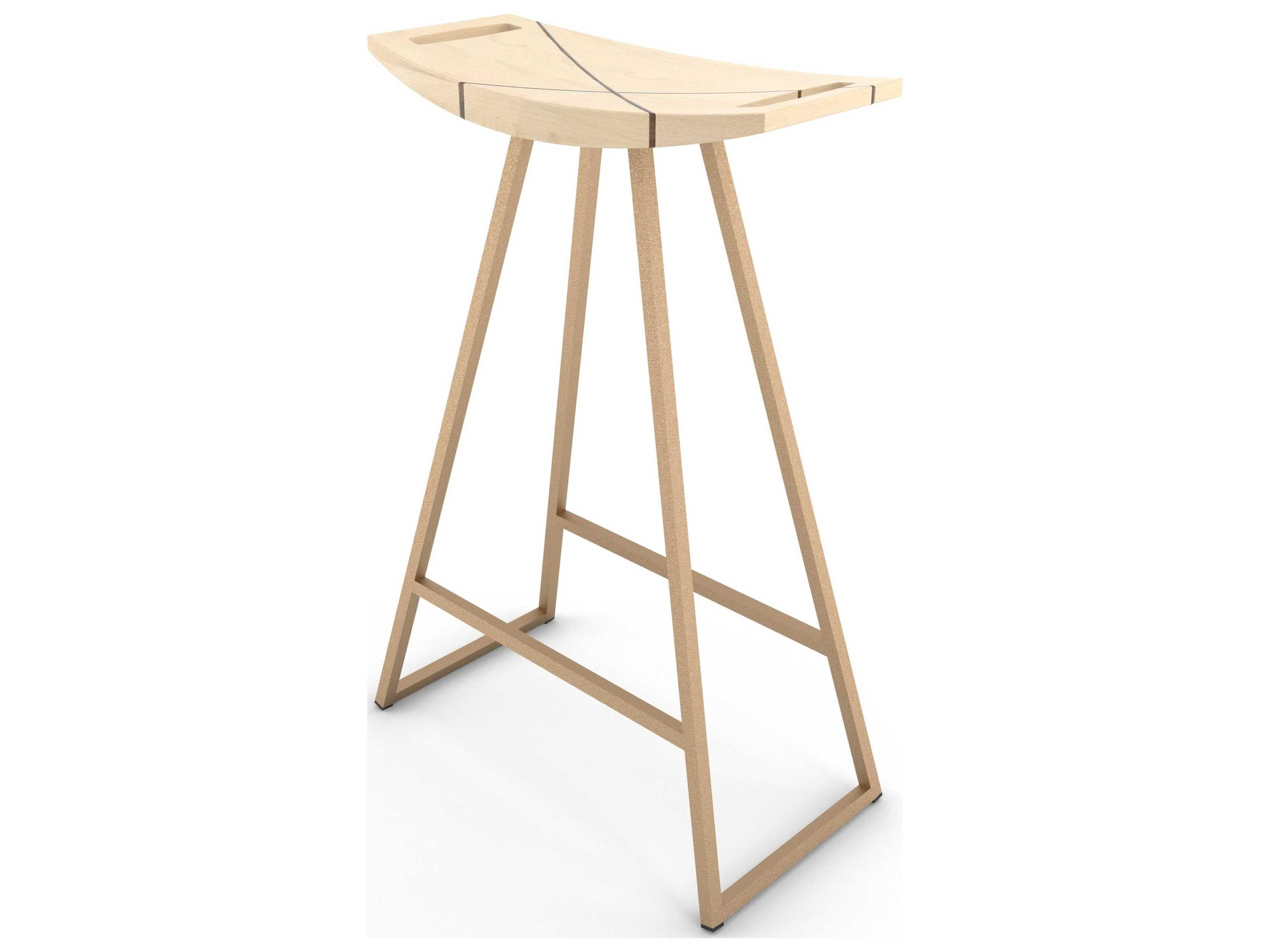 Tronk Design Roberts Maple Wood Counter Stool with Inlay