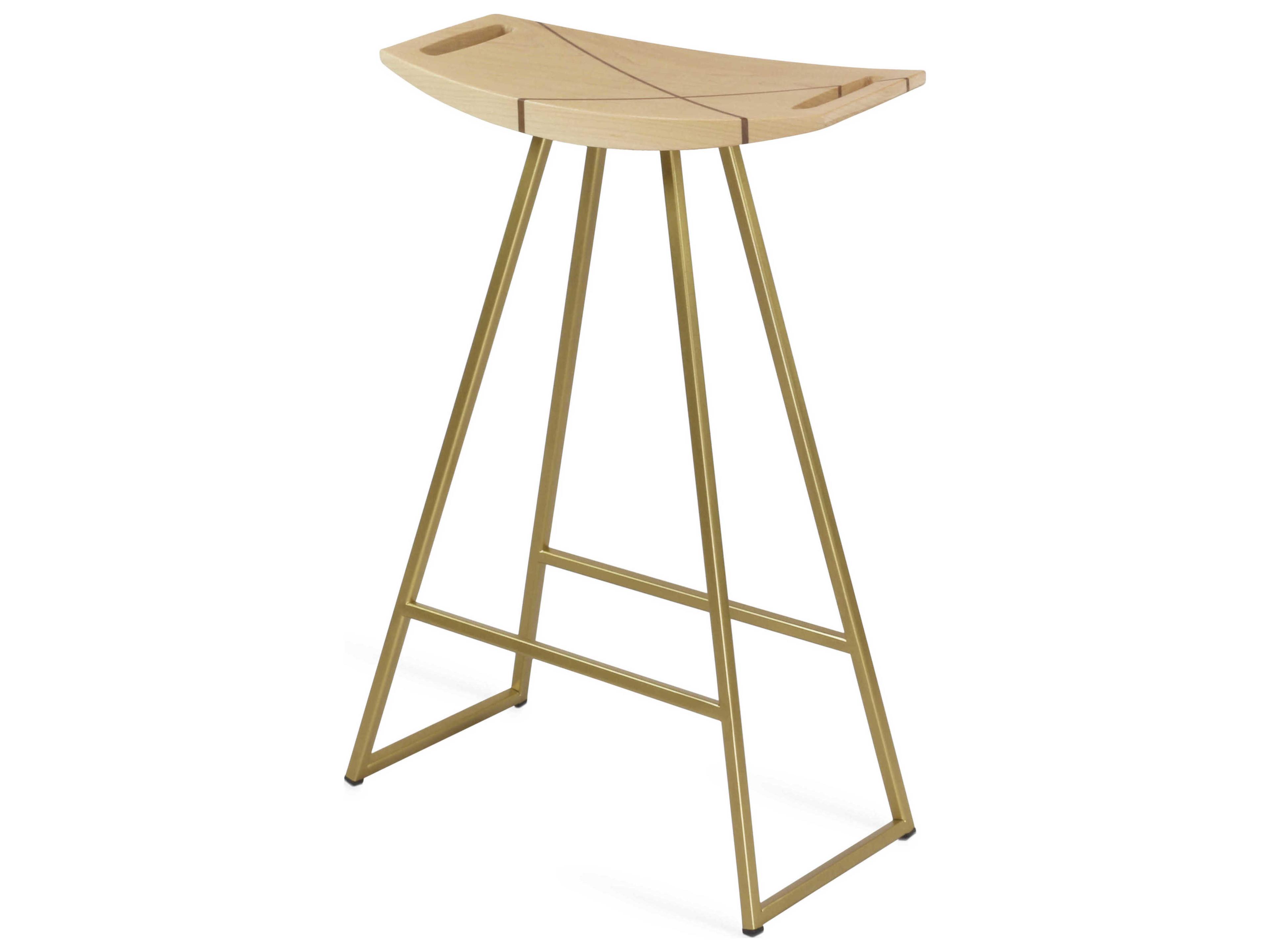 Tronk Design Roberts Maple Wood Counter Stool with Inlay