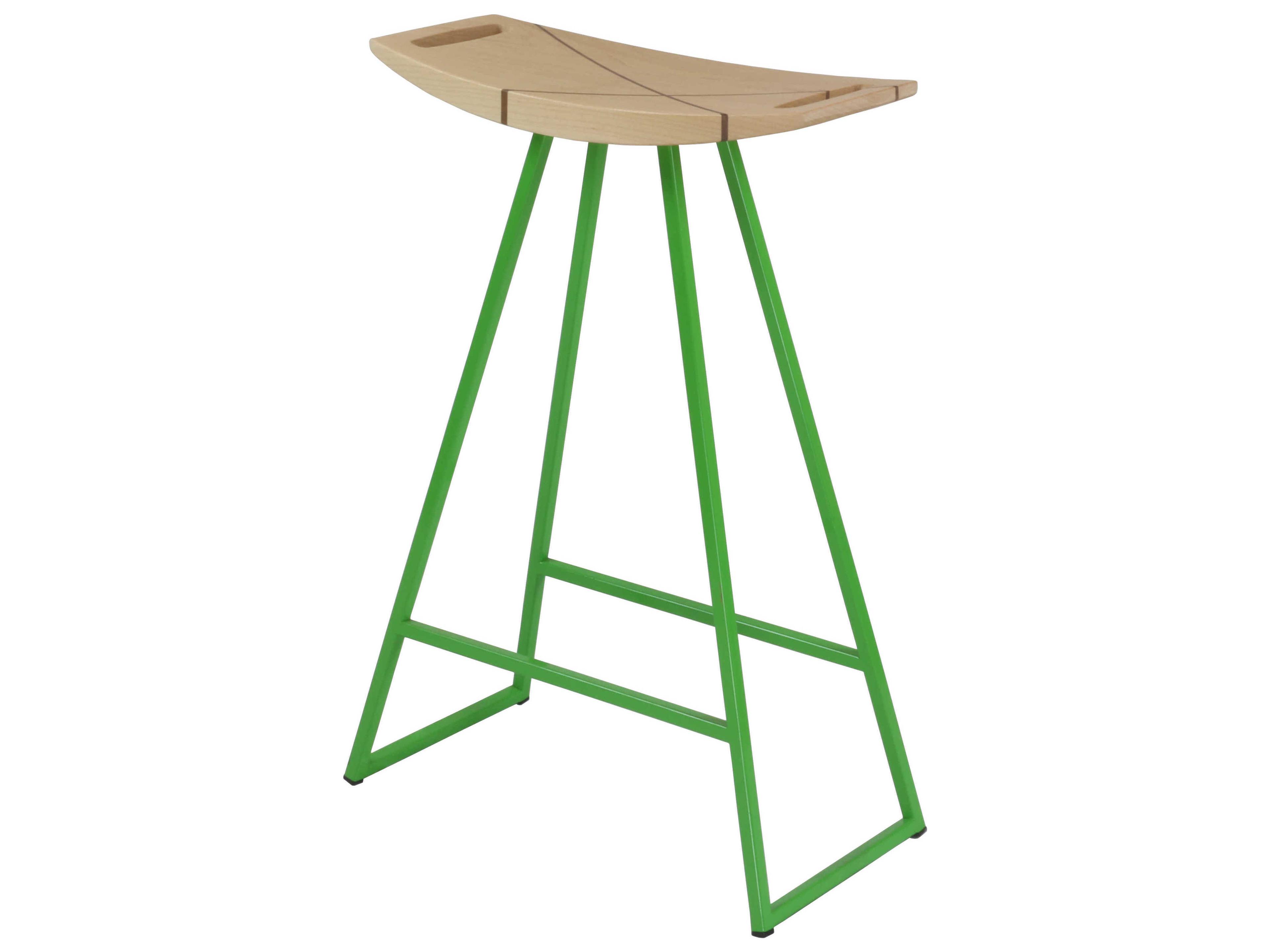 Tronk Design Roberts Maple Wood Counter Stool with Inlay