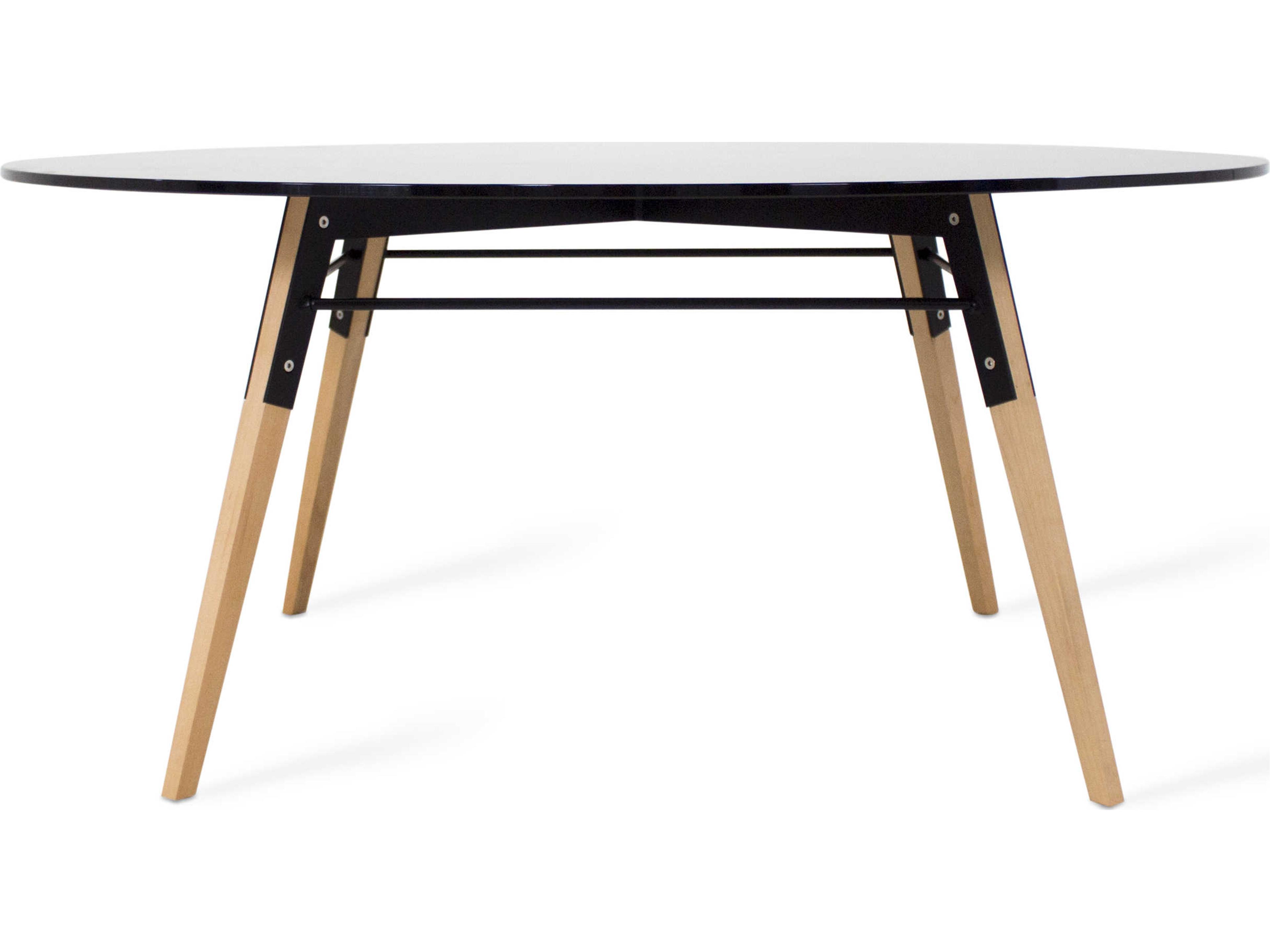 Tronk Design Ross Round Glass Black Maple Coffee Table