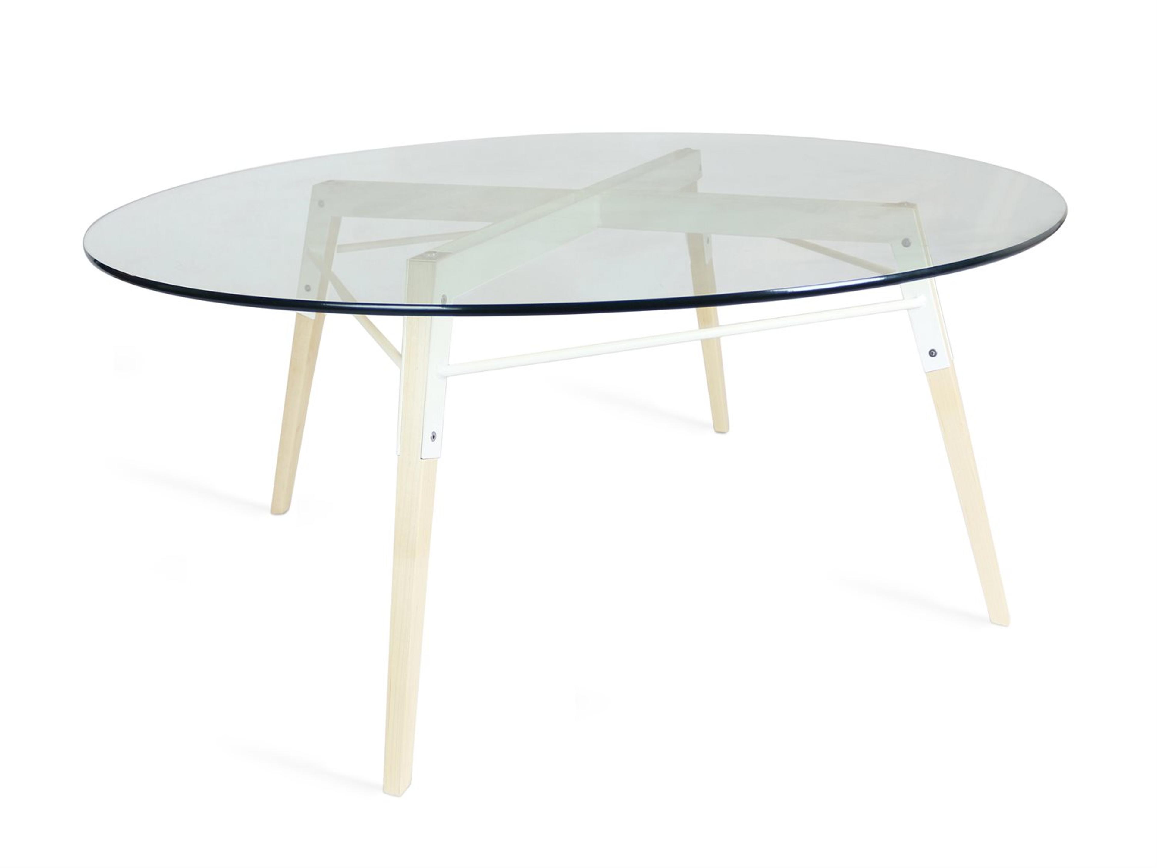 Tronk Design Ross Round Glass White Coffee Table