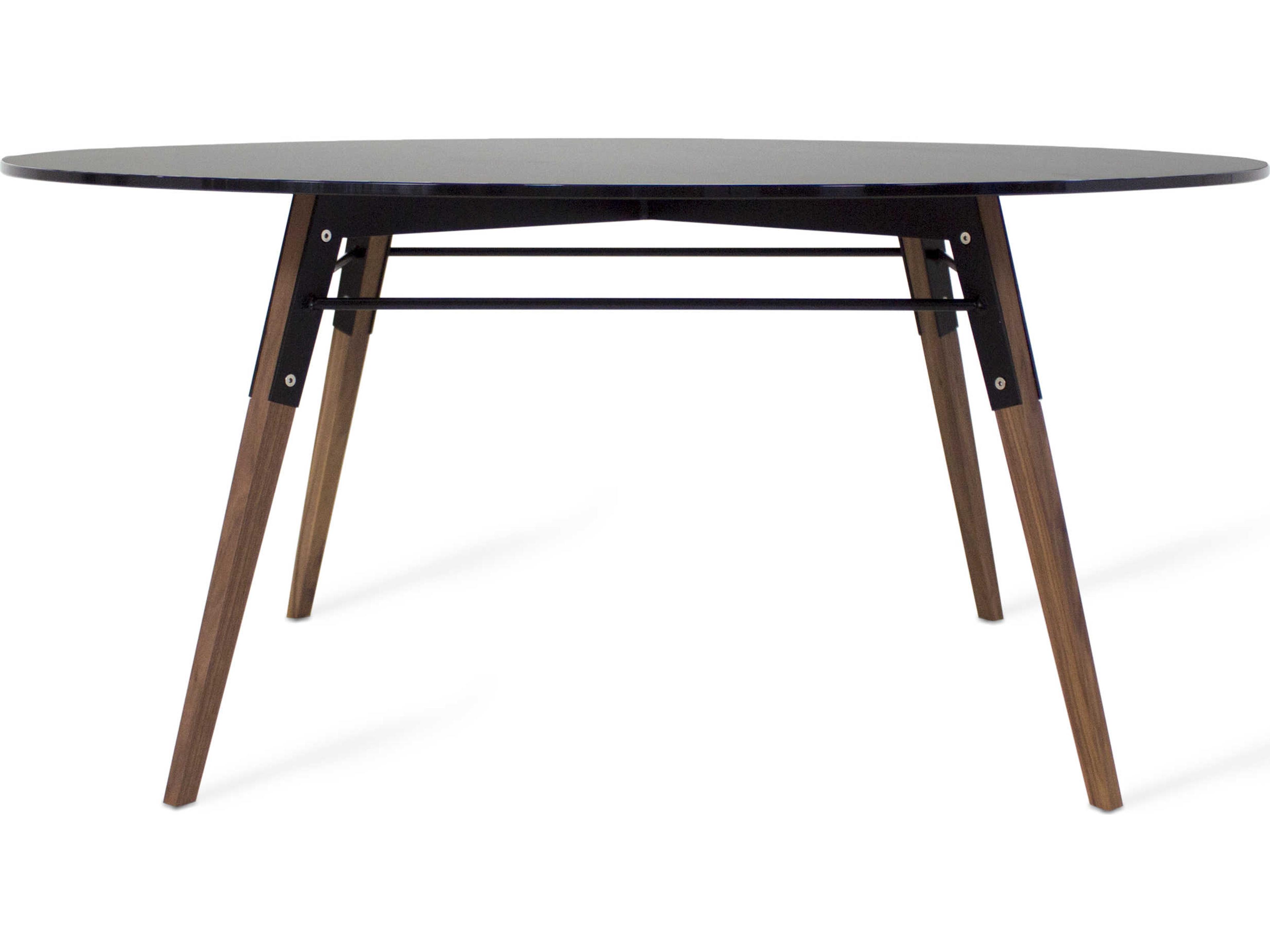 Tronk Design Ross Round Glass Black Walnut Coffee Table