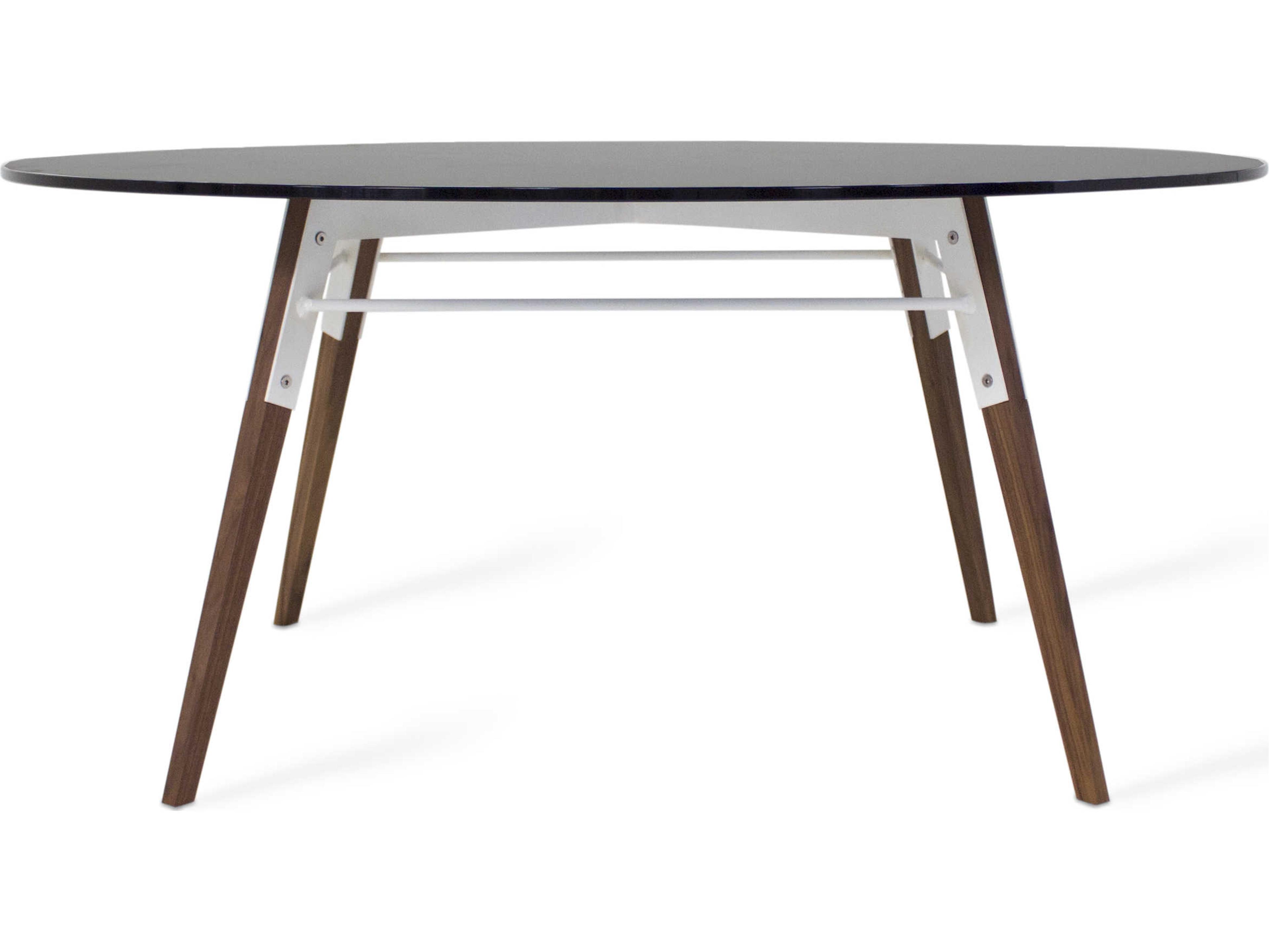 Tronk Design Ross Round Glass White Walnut Coffee Table