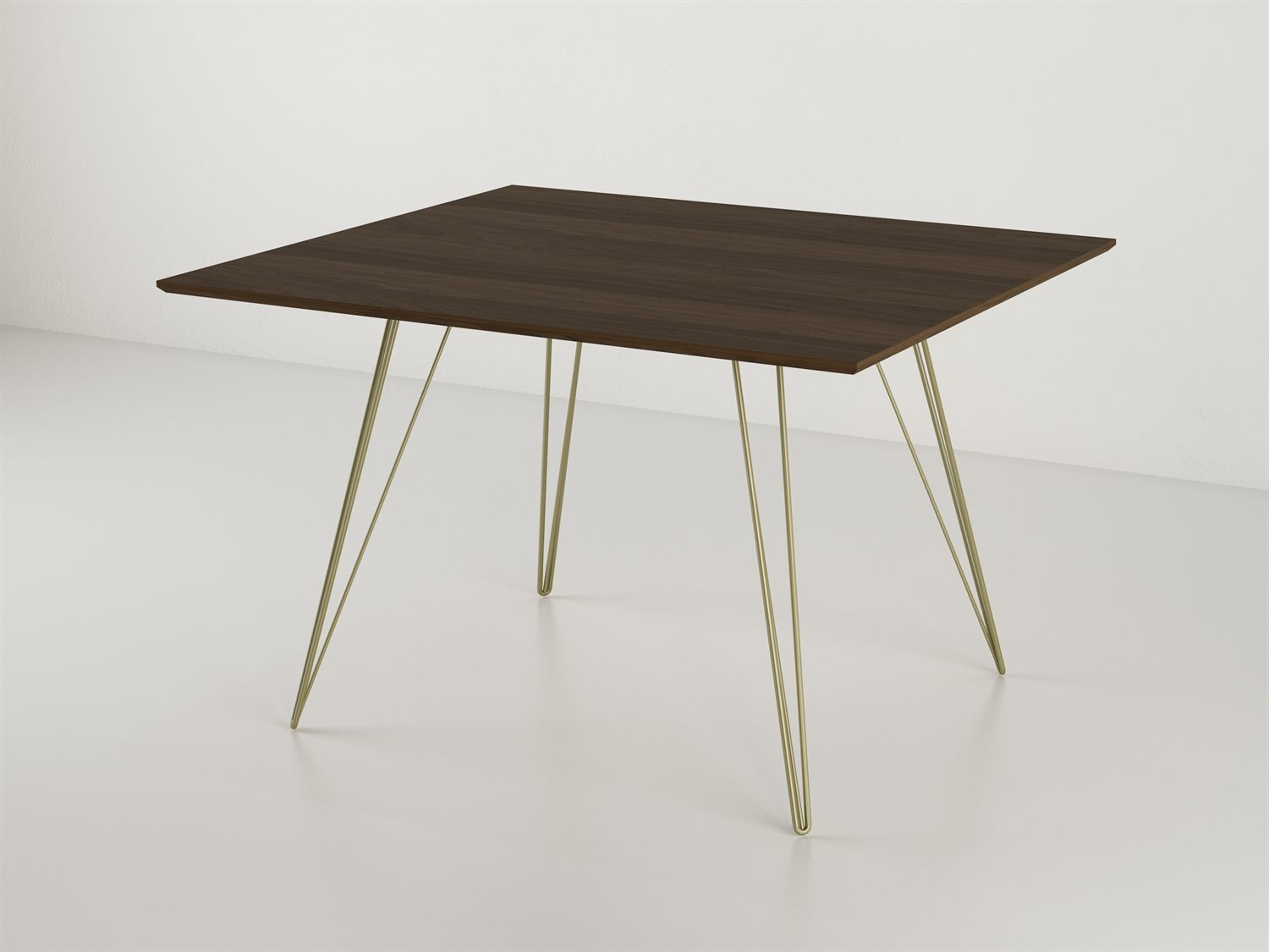 Tronk Design Williams Table Collection Square Wood Brassy Gold Dining