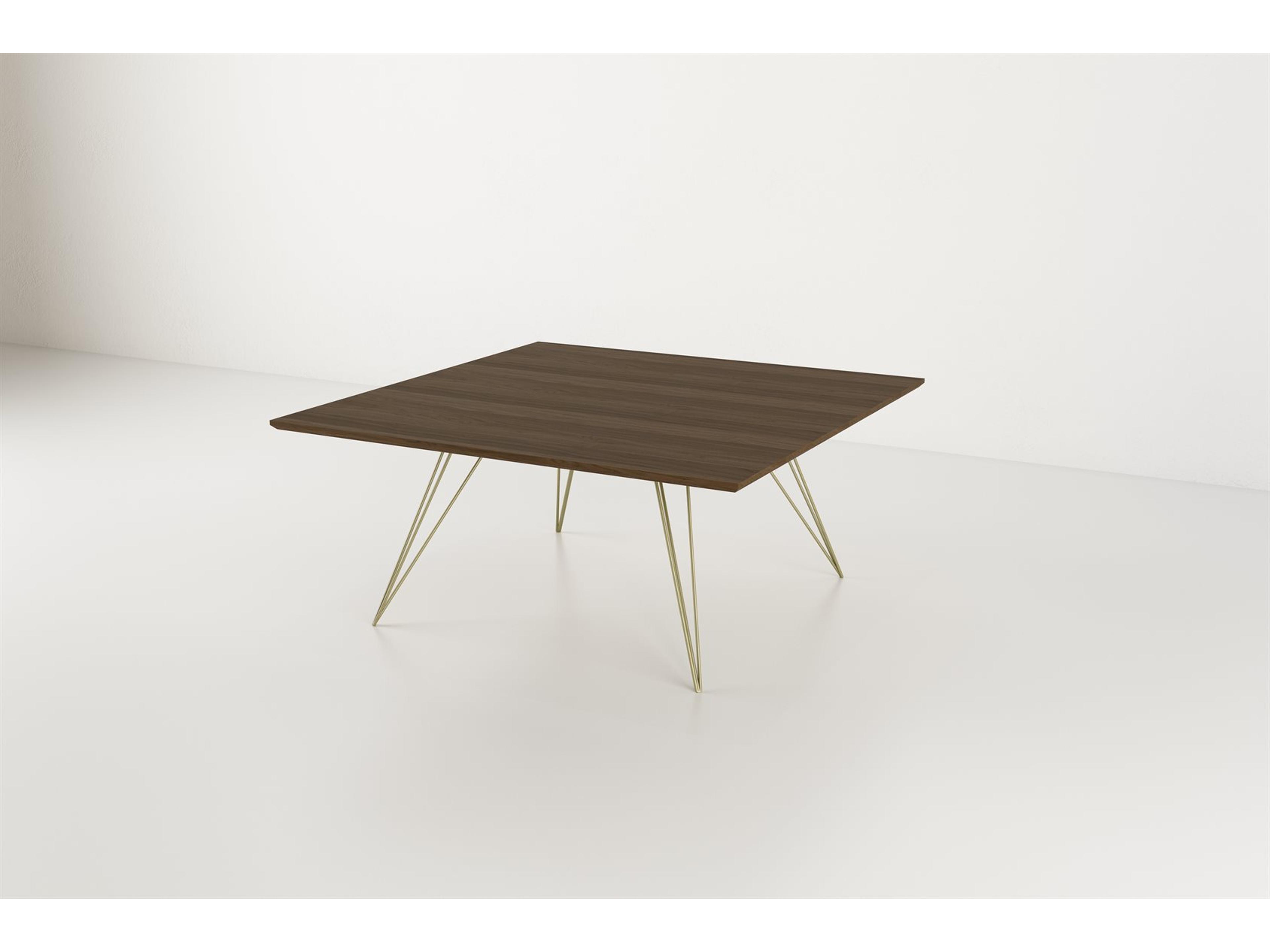 Tronk Design Williams Table Collection Square Wood Brassy Gold Dining
