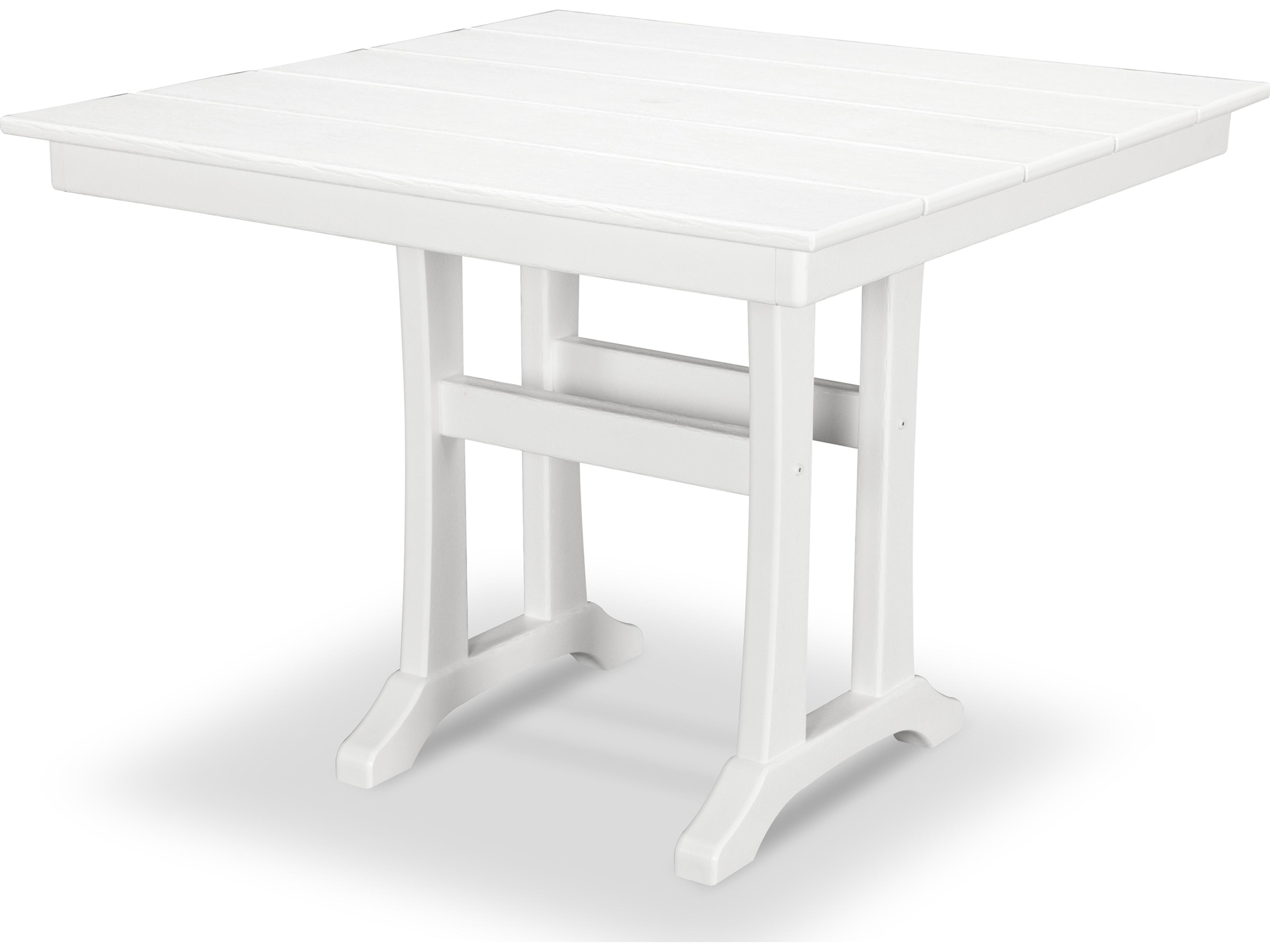 Trex® Outdoor Furniture™ Farmhouse Trestle Recycled Plastic Square Dining Table with Umbrella Hole