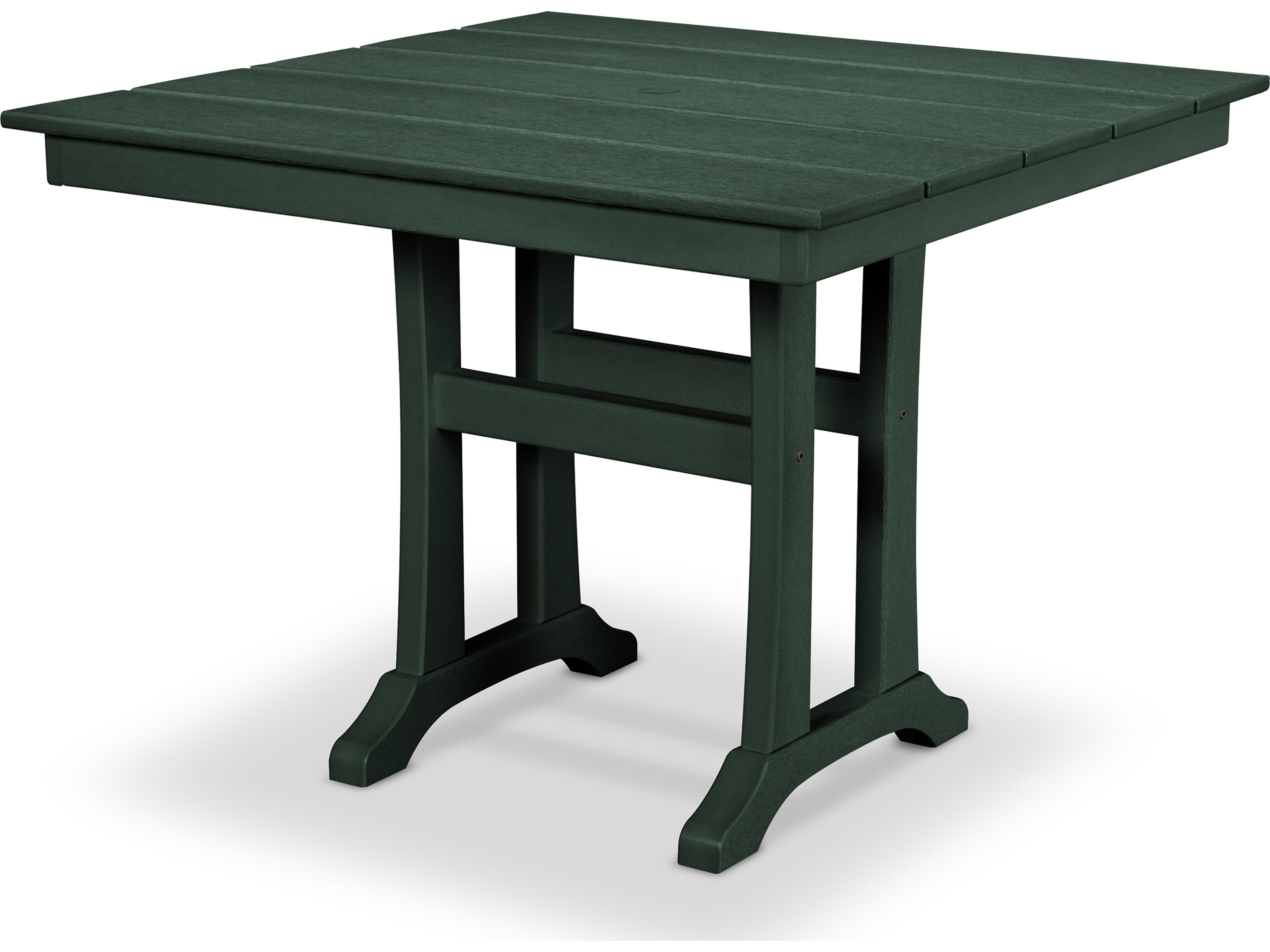 Trex® Outdoor Furniture™ Farmhouse Trestle Recycled Plastic Square Dining Table with Umbrella Hole