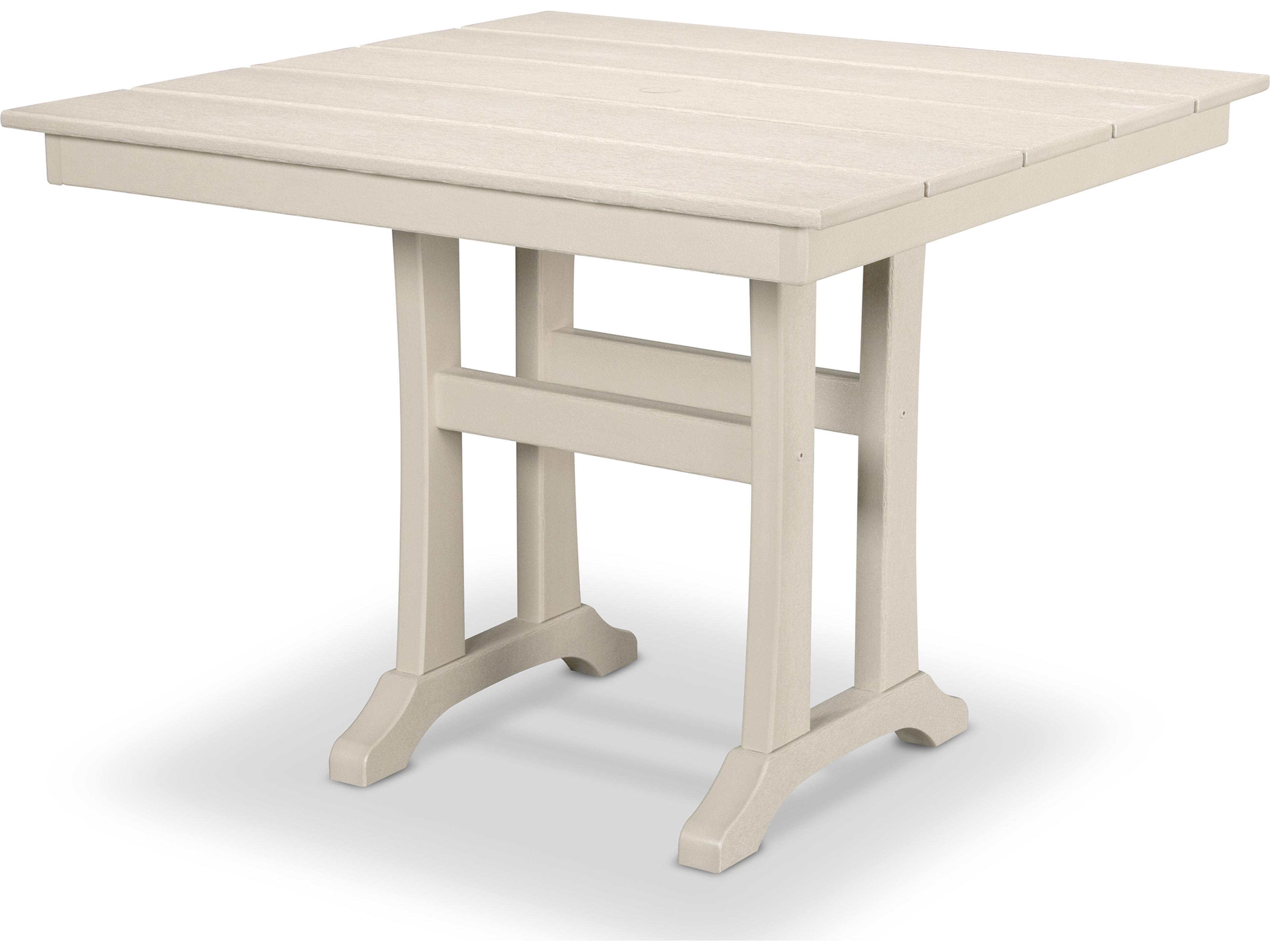 Trex® Outdoor Furniture™ Farmhouse Trestle Recycled Plastic Square Dining Table with Umbrella Hole