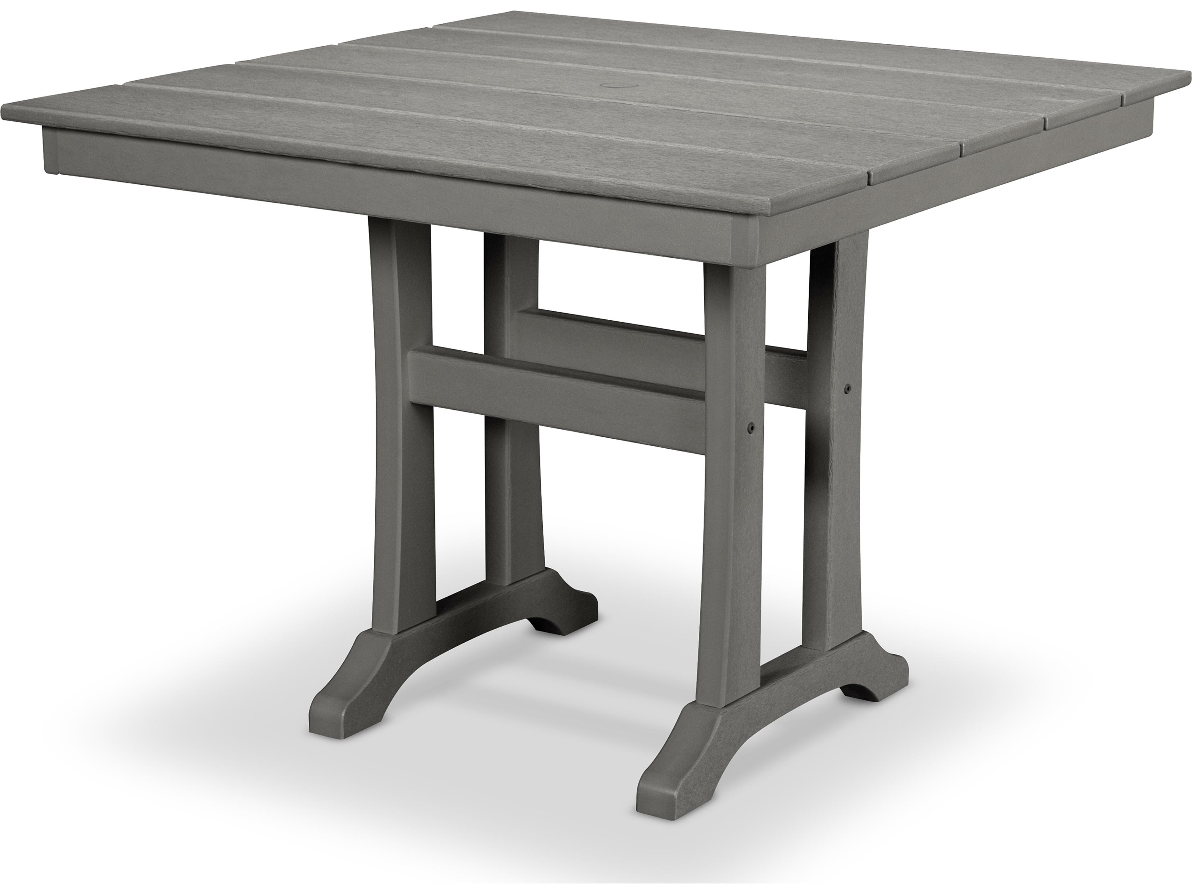 Trex® Outdoor Furniture™ Farmhouse Trestle Recycled Plastic Square Dining Table with Umbrella Hole