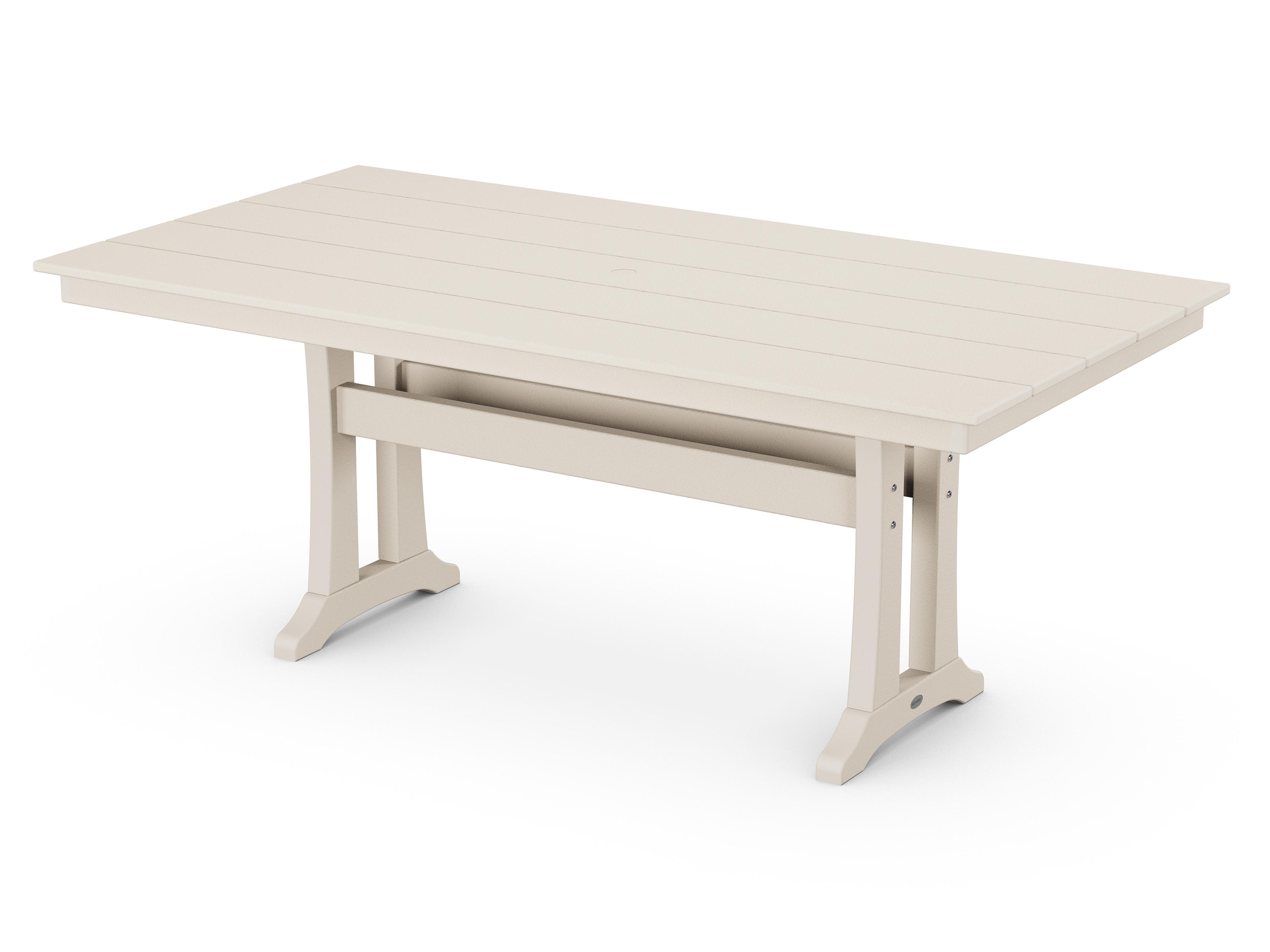 Trex® Outdoor Furniture™ Farmhouse Trestle Recycled Plastic Rectangular Dining Table with Umbrella Hole