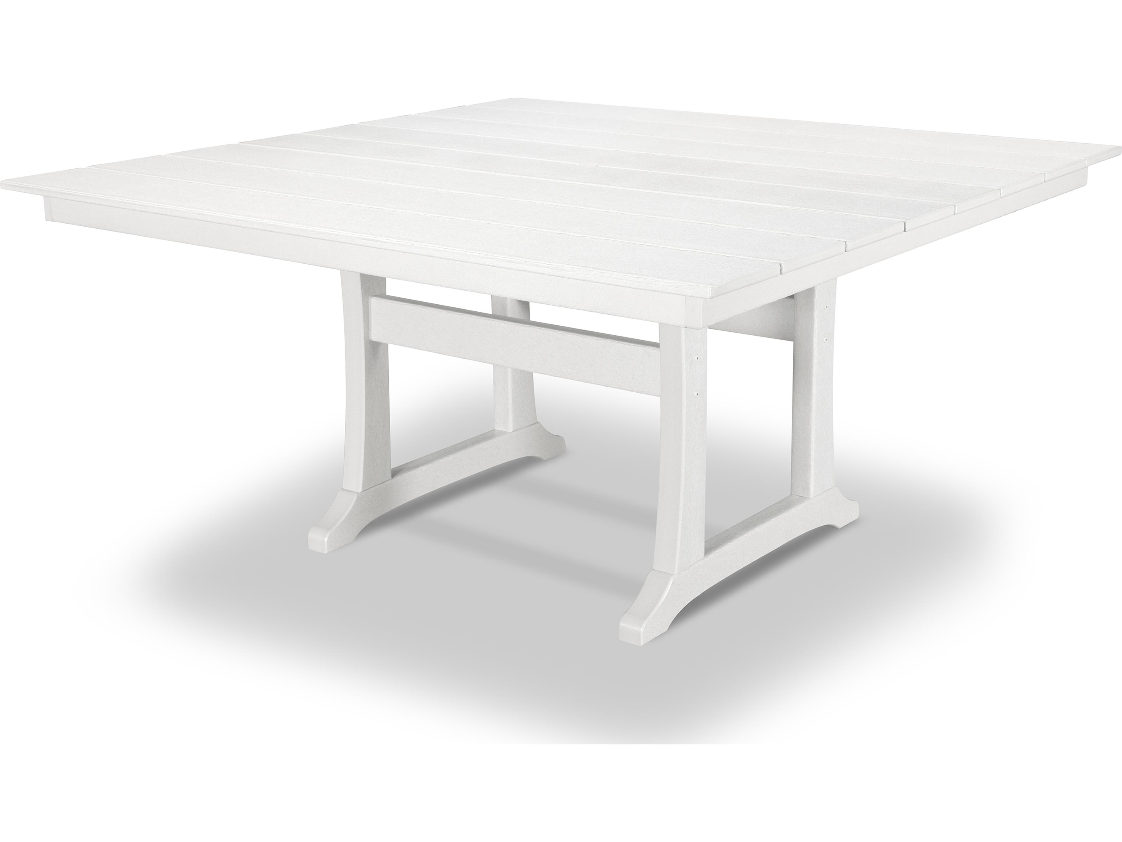 Trex® Outdoor Furniture™ Farmhouse Trestle Recycled Plastic Square Dining Table with Umbrella Hole