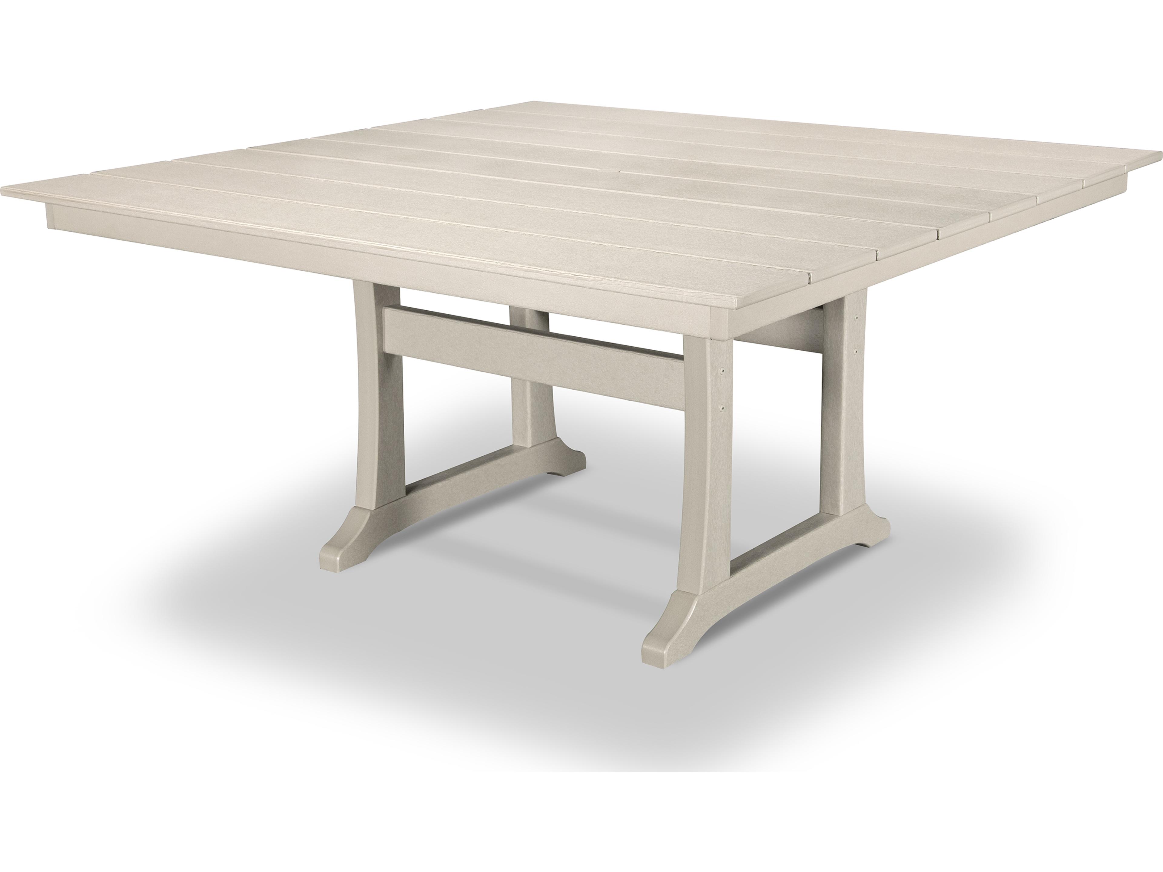 Trex® Outdoor Furniture™ Farmhouse Trestle Recycled Plastic Square Dining Table with Umbrella Hole