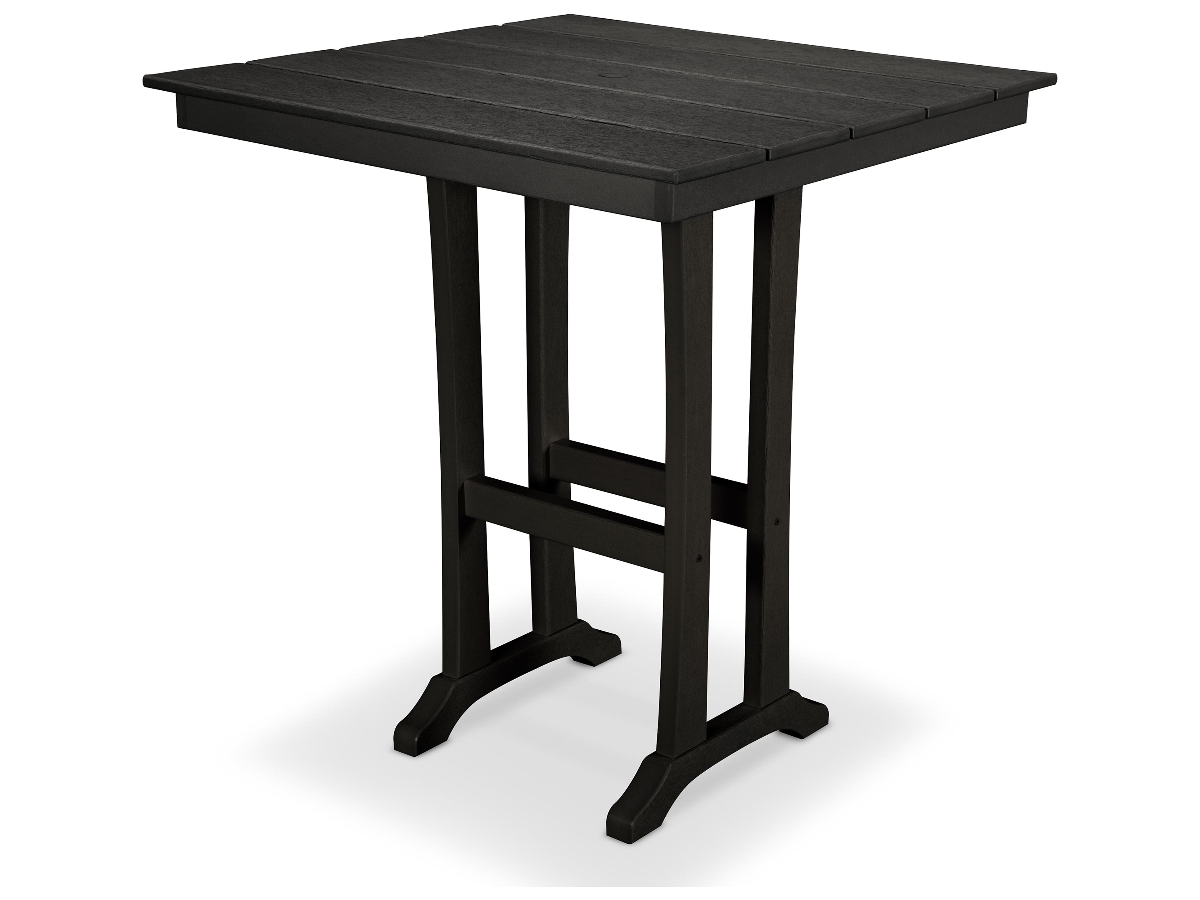 ® Outdoor Furniture™ Farmhouse Trestle Recycled Plastic Square Bar Table
