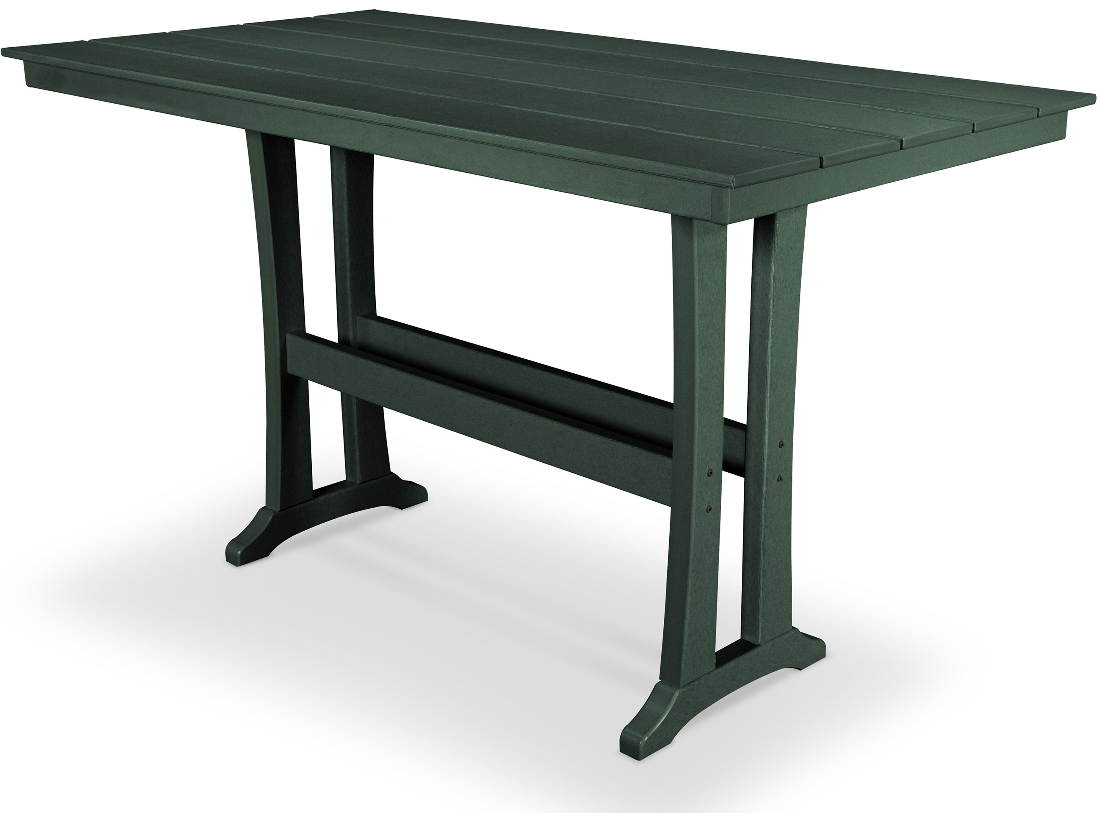 Trex® Outdoor Furniture™ Farmhouse Trestle Recycled Plastic Rectangular Bar Table with Umbrella Hole