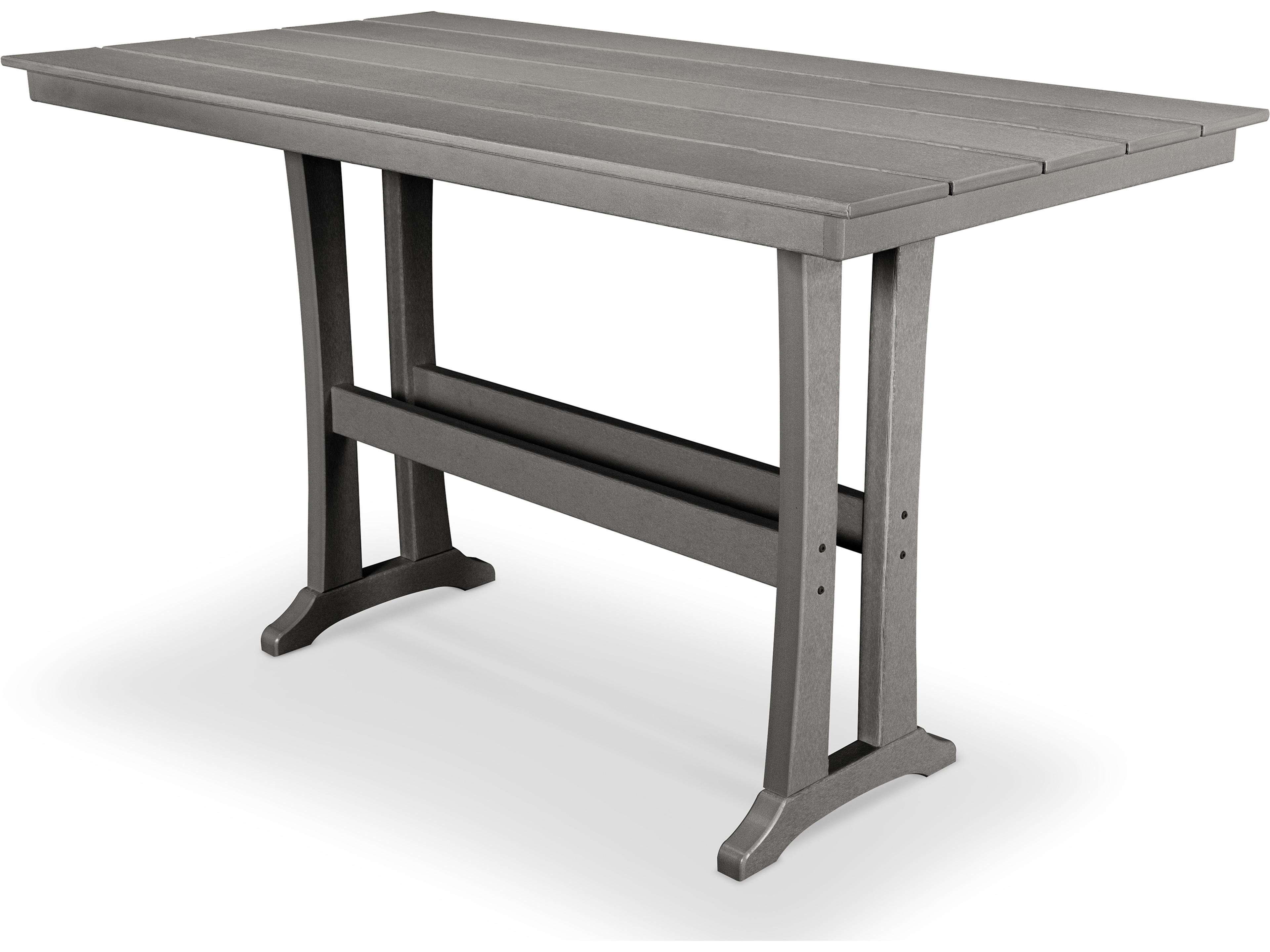 Trex® Outdoor Furniture™ Farmhouse Trestle Recycled Plastic Rectangular Bar Table with Umbrella Hole