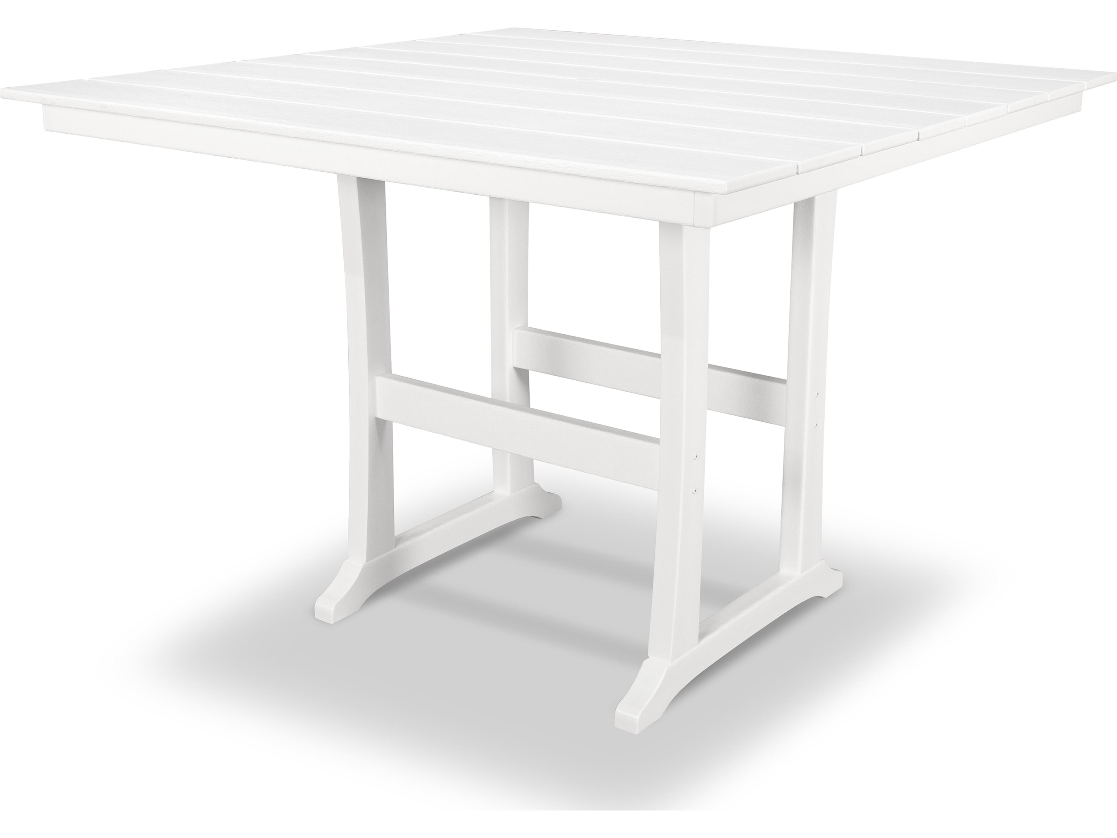 Trex® Outdoor Furniture™ Farmhouse Trestle Recycled Plastic Square Bar Table with Umbrella Hole