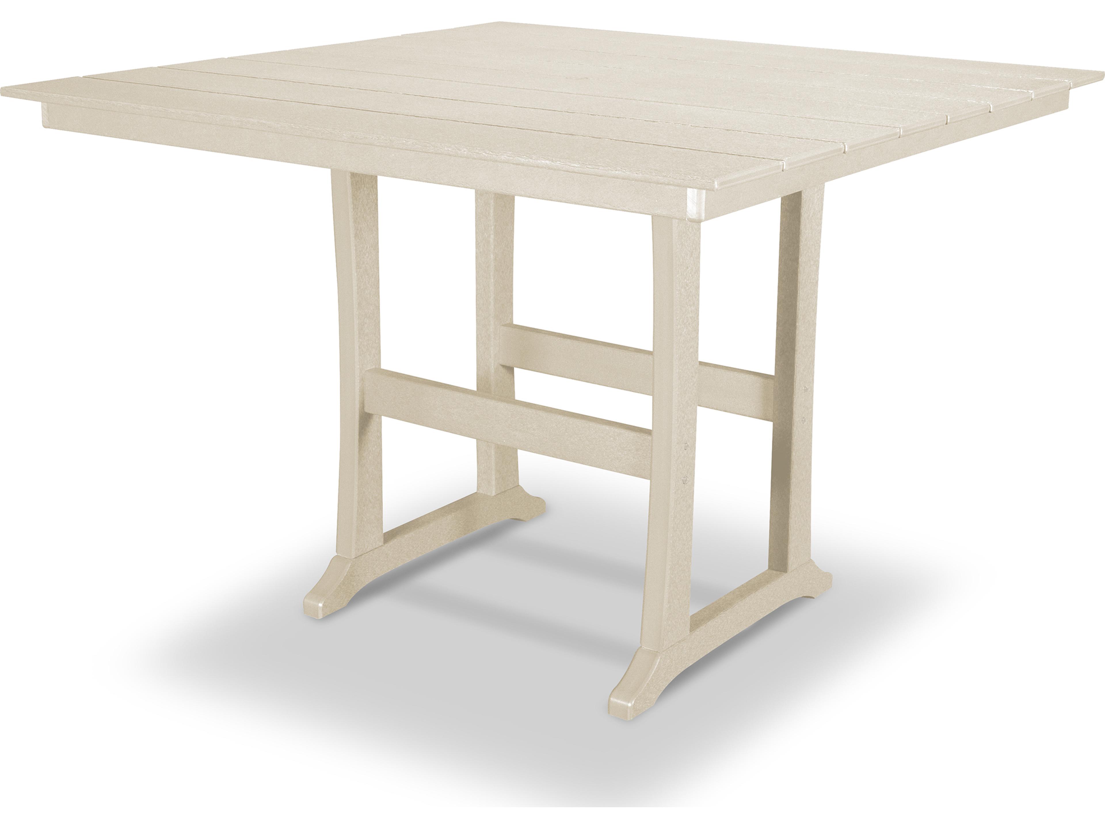 Trex® Outdoor Furniture™ Farmhouse Trestle Recycled Plastic Square Bar Table with Umbrella Hole