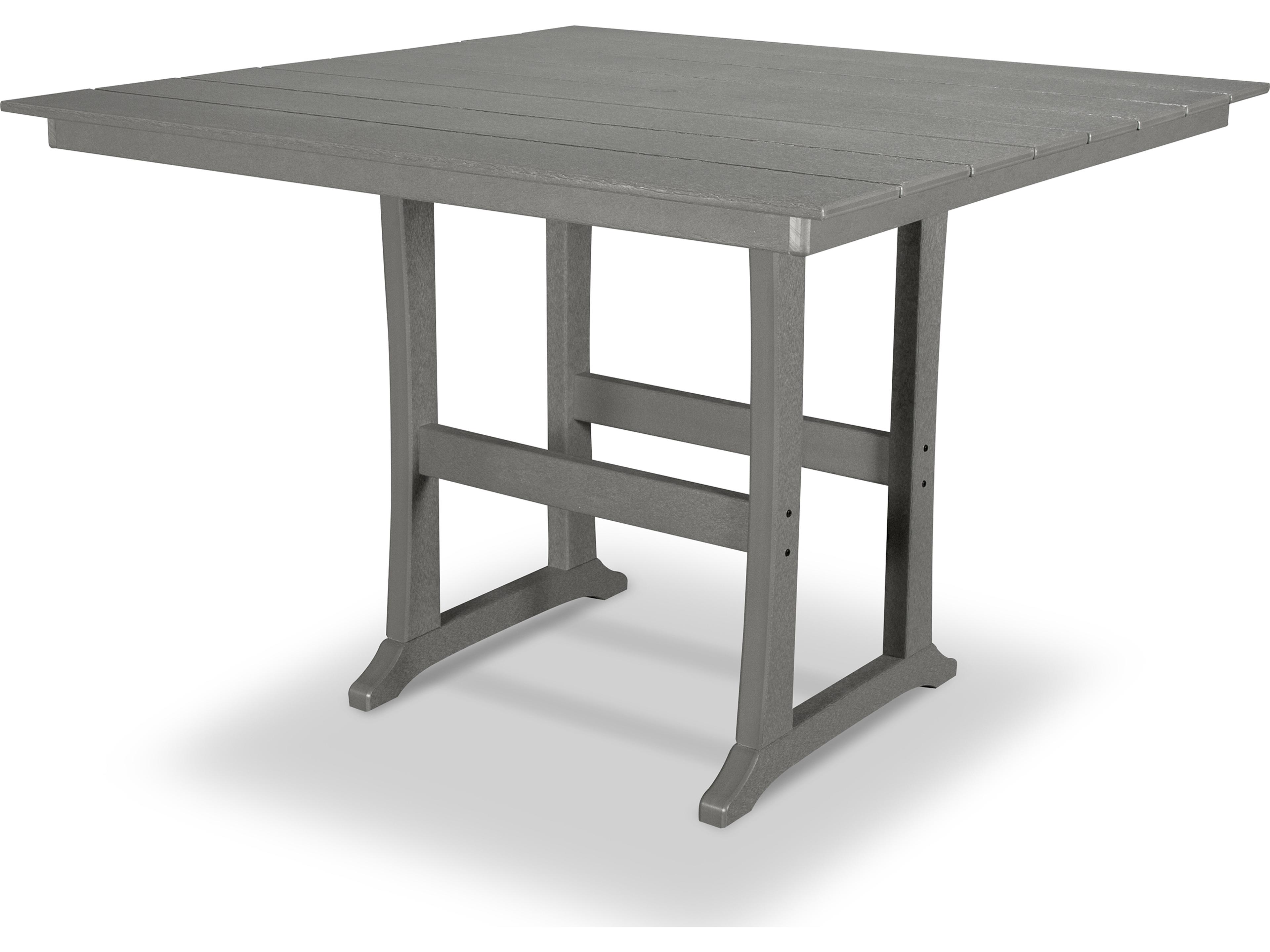 Trex® Outdoor Furniture™ Farmhouse Trestle Recycled Plastic Square Bar Table with Umbrella Hole