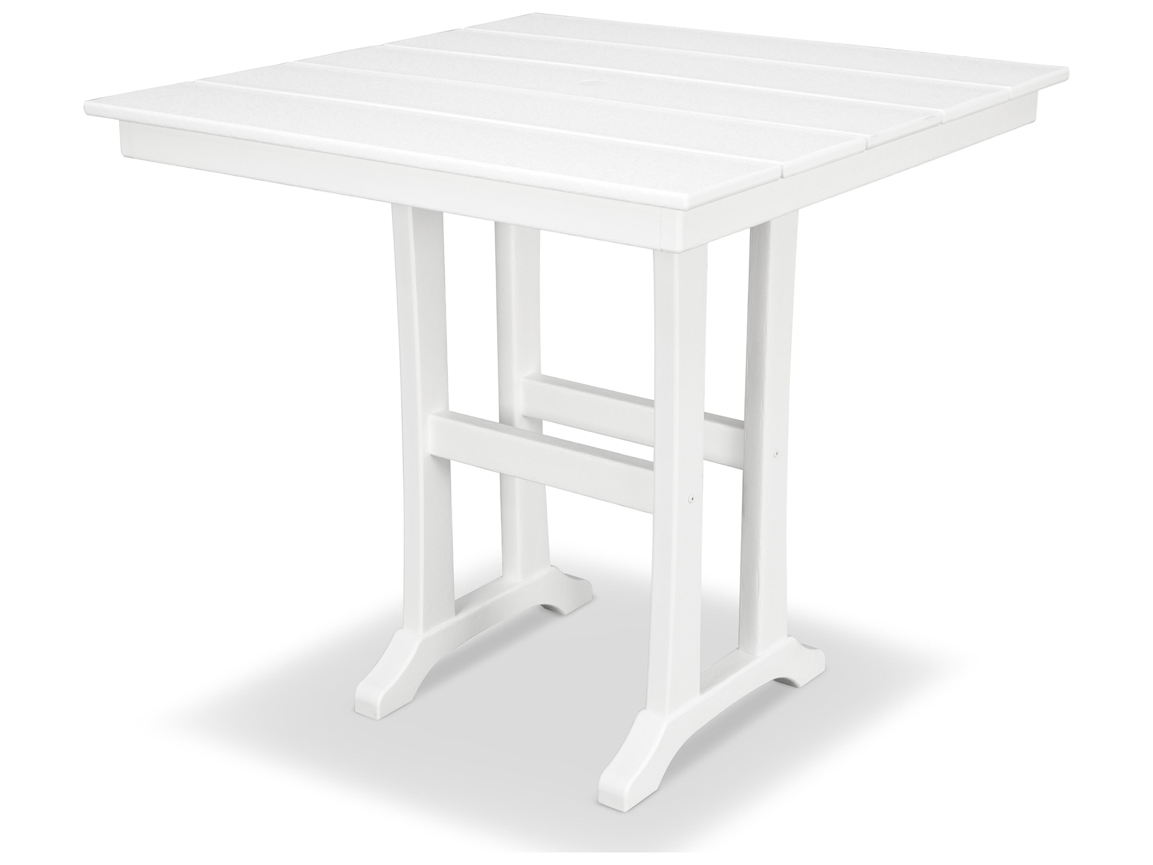 Trex® Outdoor Furniture™ Farmhouse Trestle Recycled Plastic Square Counter Table with Umbrella Hole