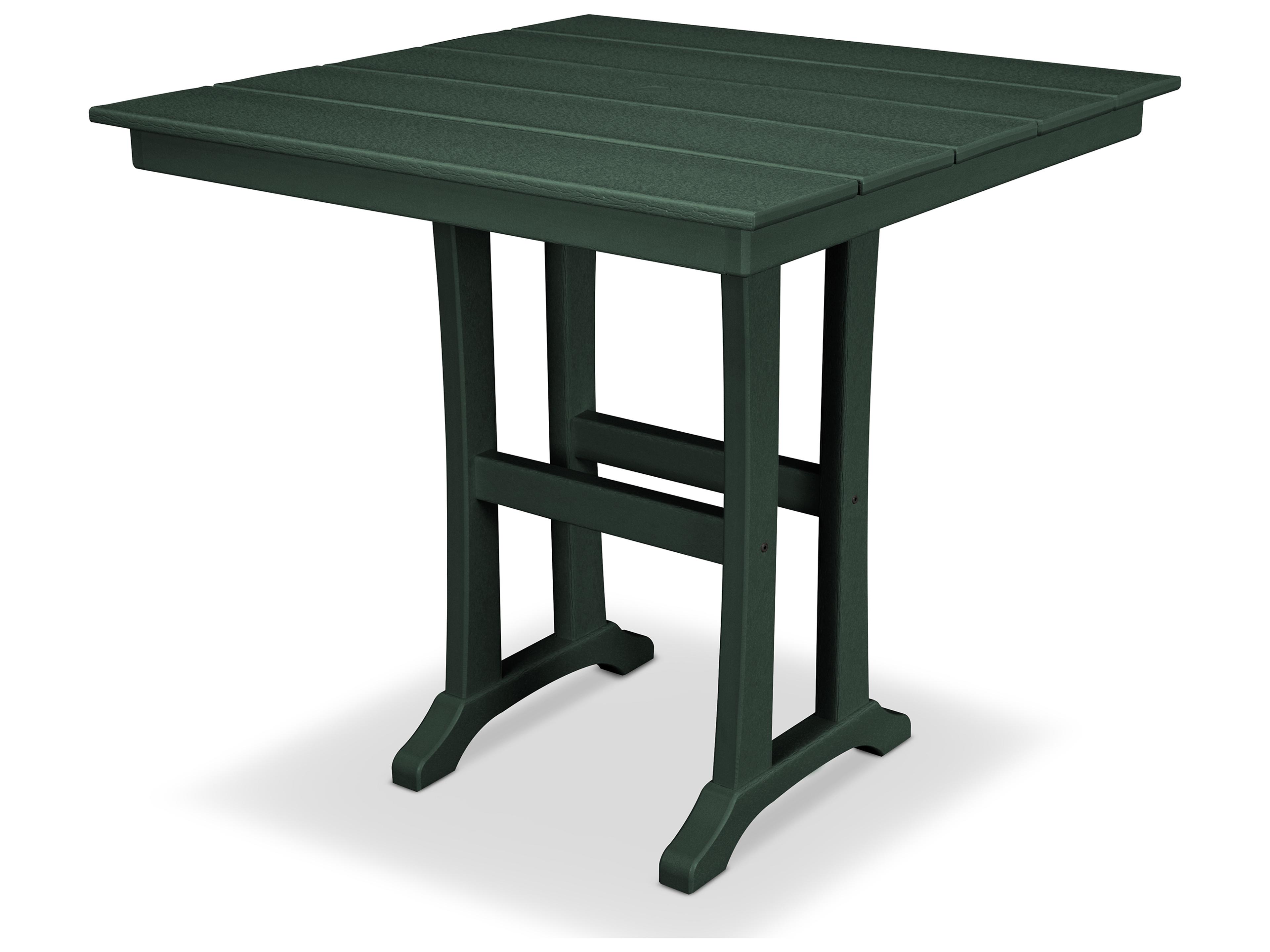 Trex® Outdoor Furniture™ Farmhouse Trestle Recycled Plastic Square Counter Table with Umbrella Hole