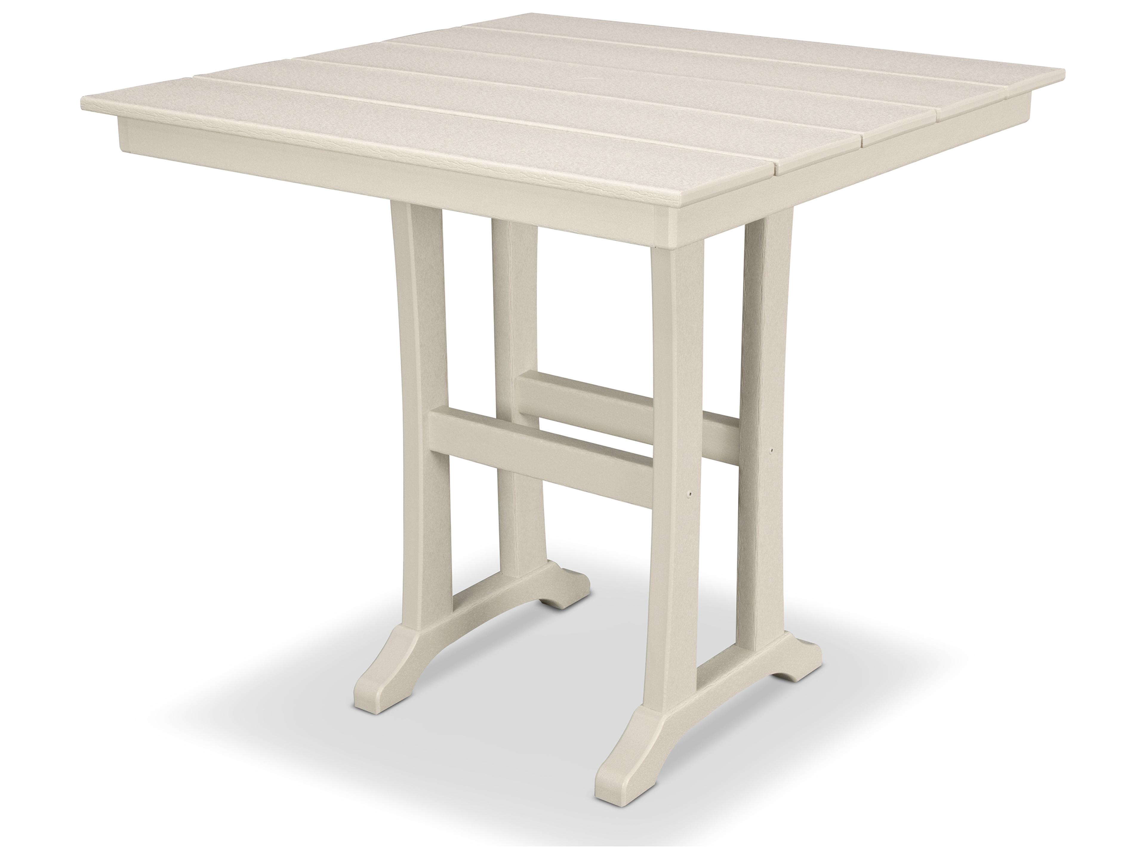 Trex® Outdoor Furniture™ Farmhouse Trestle Recycled Plastic Square Counter Table with Umbrella Hole