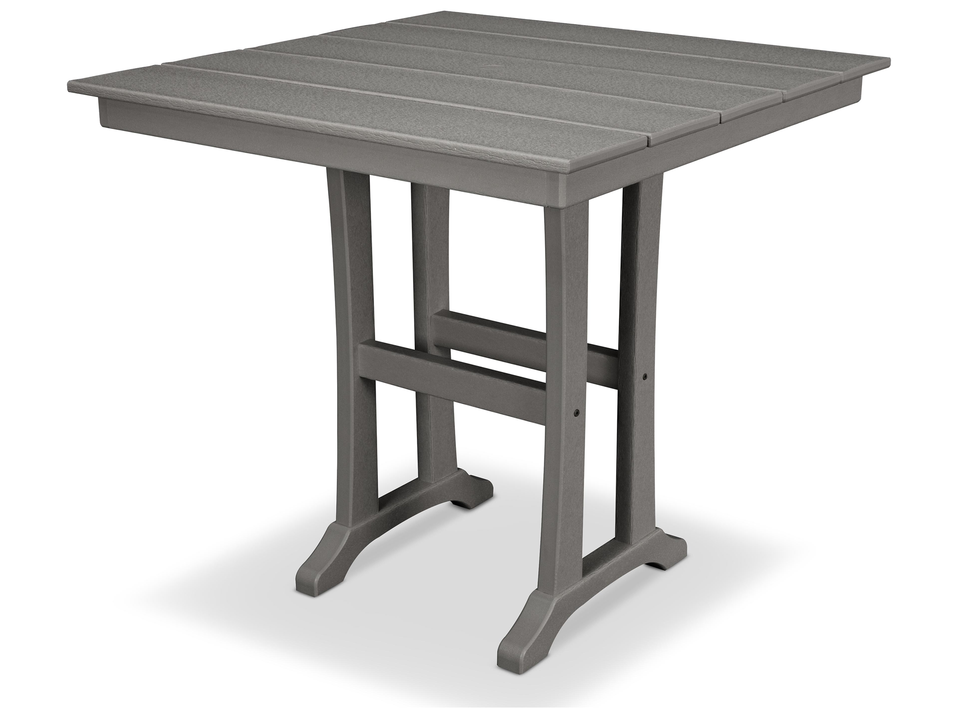 Trex® Outdoor Furniture™ Farmhouse Trestle Recycled Plastic Square Counter Table with Umbrella Hole
