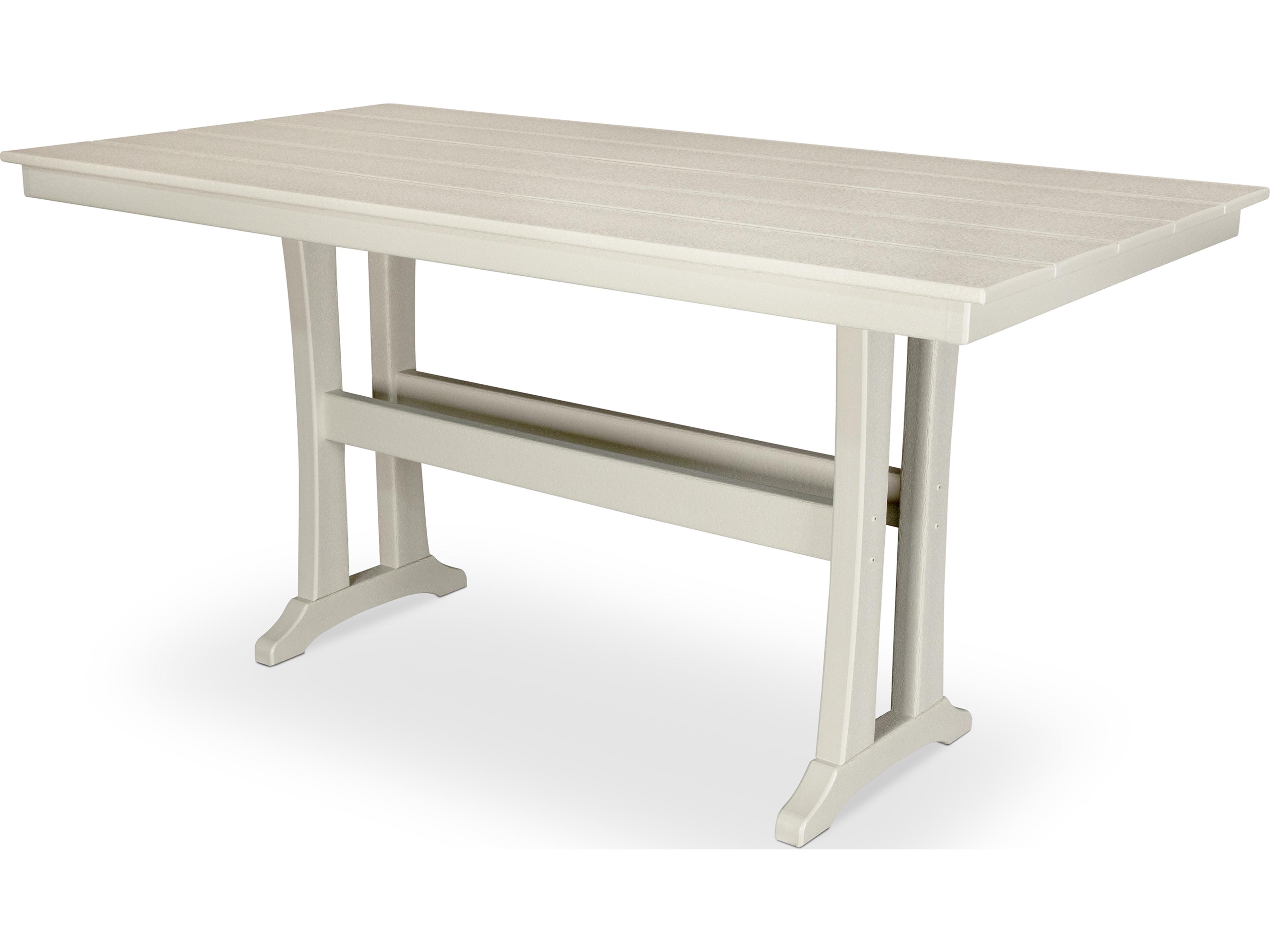 Trex® Outdoor Furniture™ Farmhouse Trestle Recycled Plastic Rectangular Counter Table with Umbrella Hole