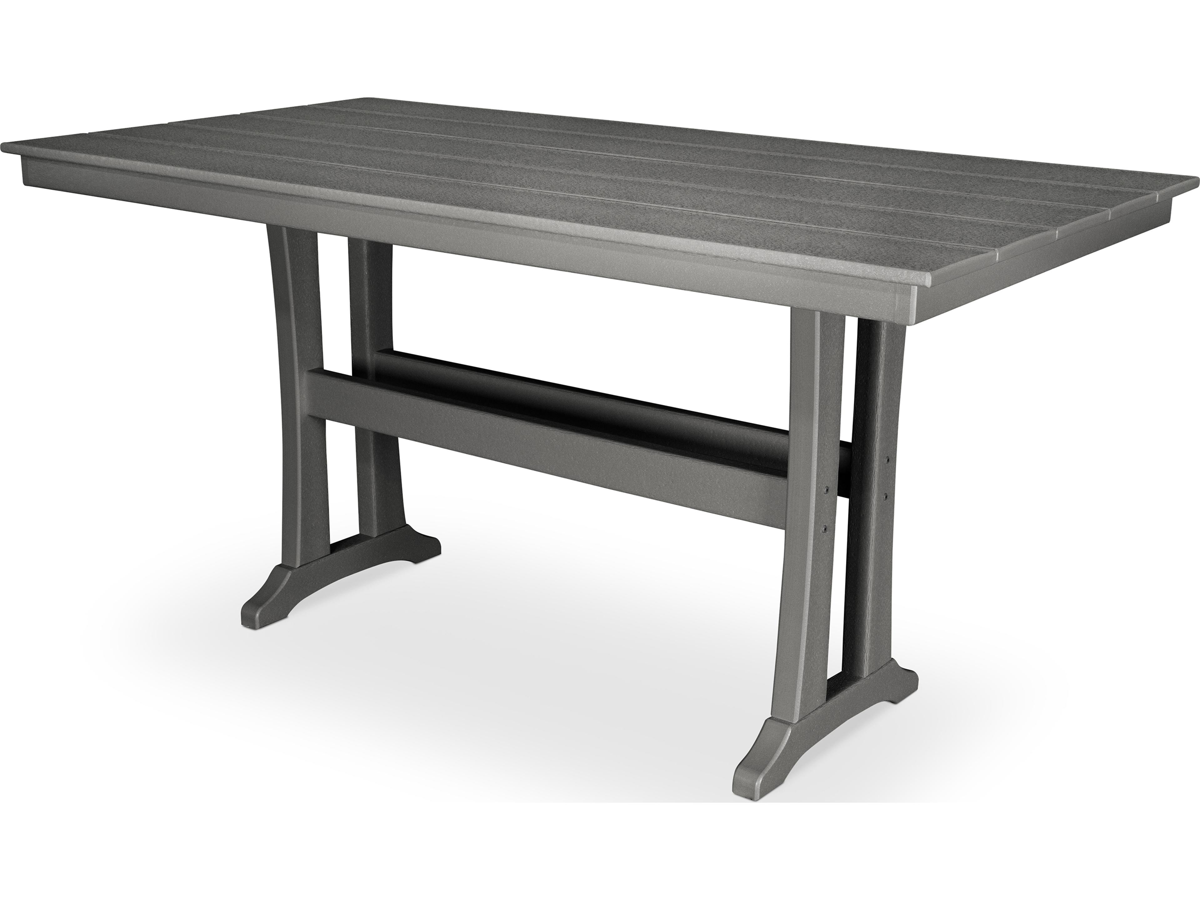 Trex® Outdoor Furniture™ Farmhouse Trestle Recycled Plastic Rectangular Counter Table with Umbrella Hole