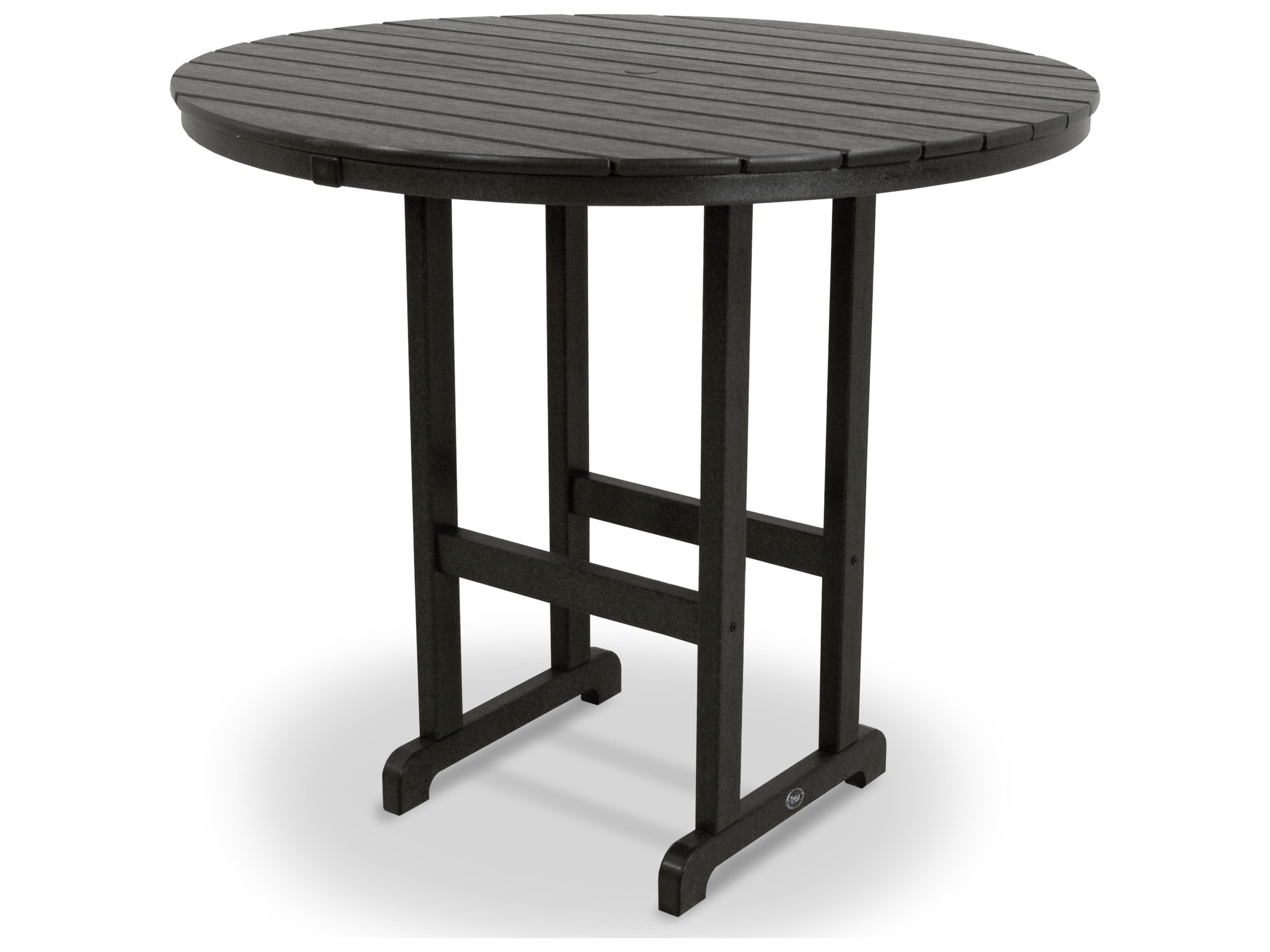 ® Outdoor Furniture™ Monterey Bay Recycled Plastic Round Bar Table with Umbrella Hole