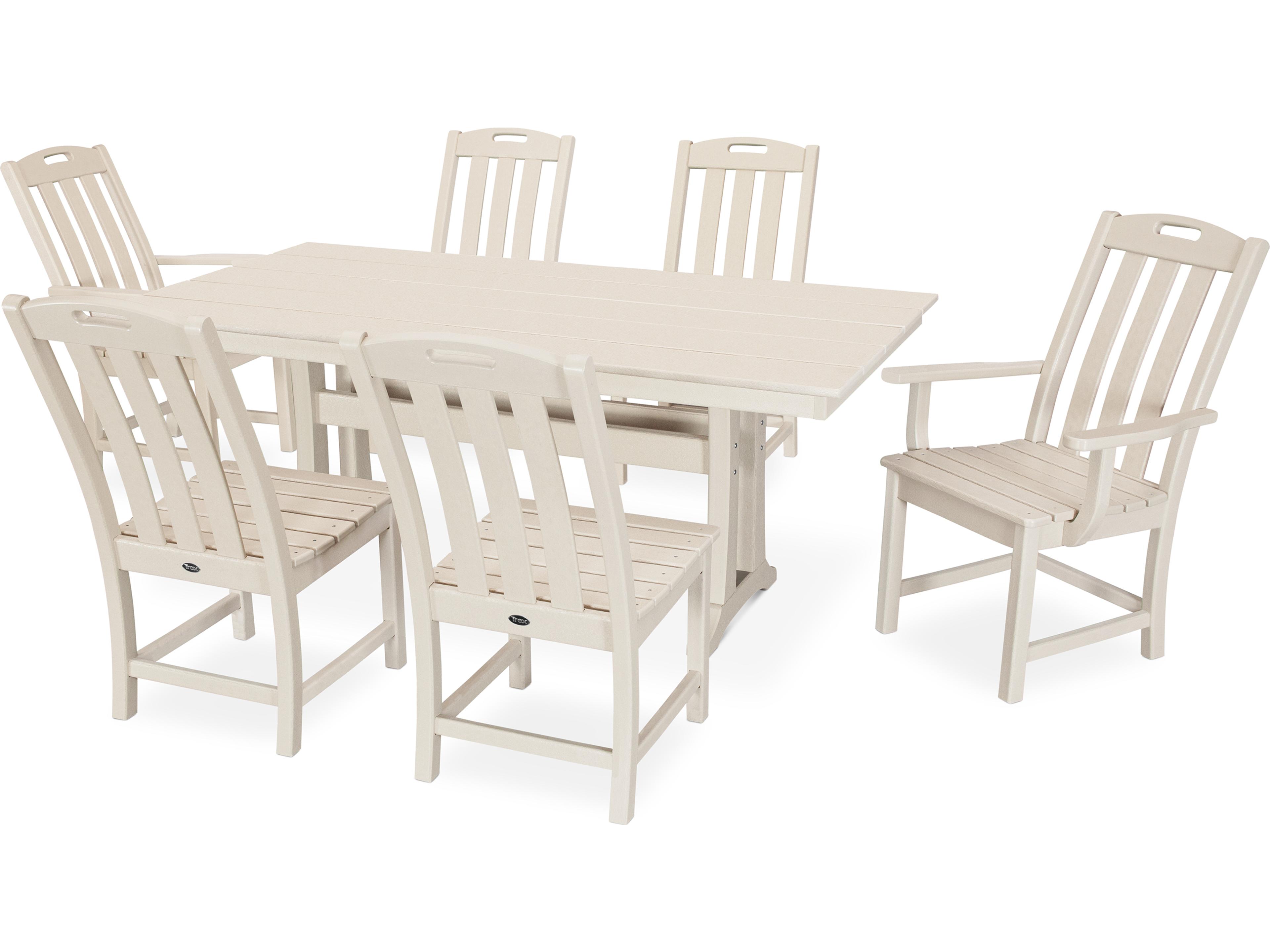 Trex® Outdoor Furniture™ Yacht Club Recycled Plastic 7 Piece Farmhouse Trestle Dining Set