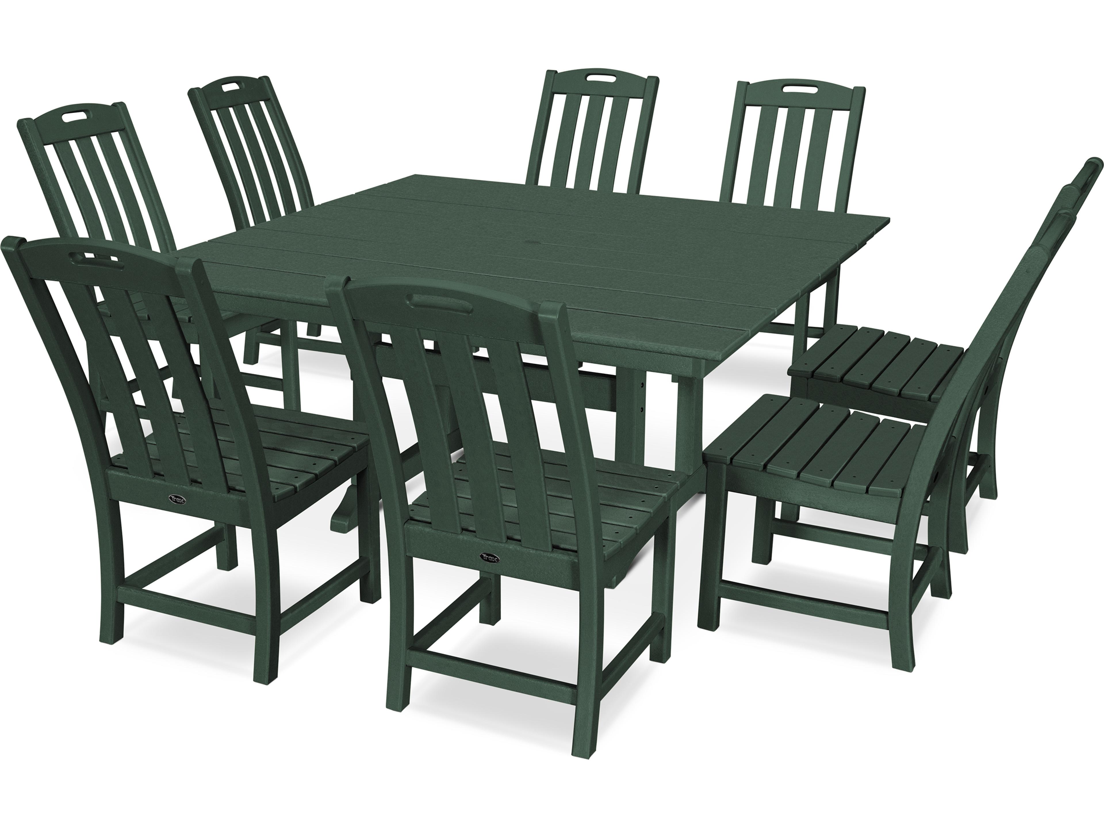 Trex® Outdoor Furniture™ Yacht Club Recycled Plastic 9 Piece Farmhouse Trestle Dining Set