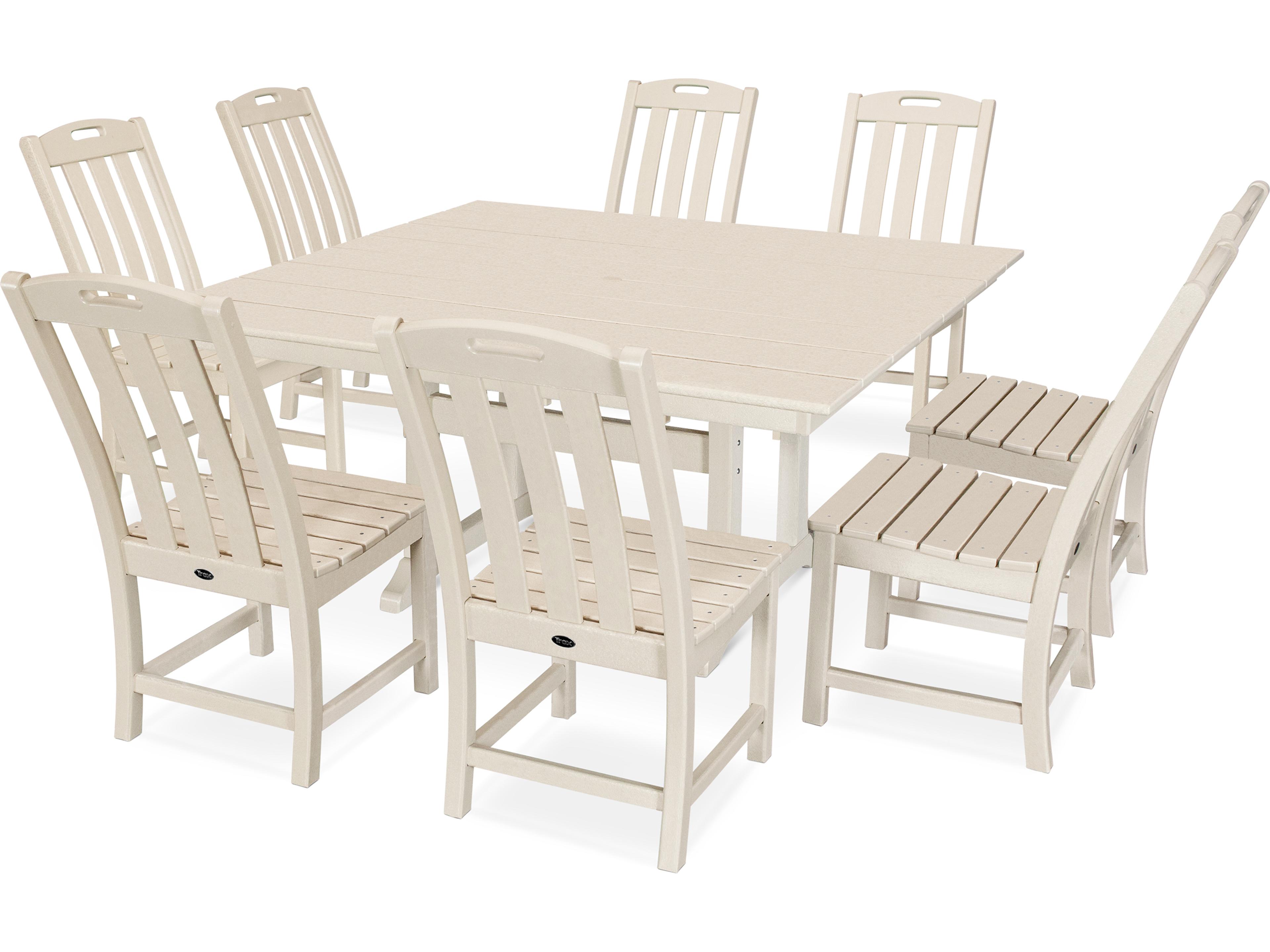 Trex® Outdoor Furniture™ Yacht Club Recycled Plastic 9 Piece Farmhouse Trestle Dining Set