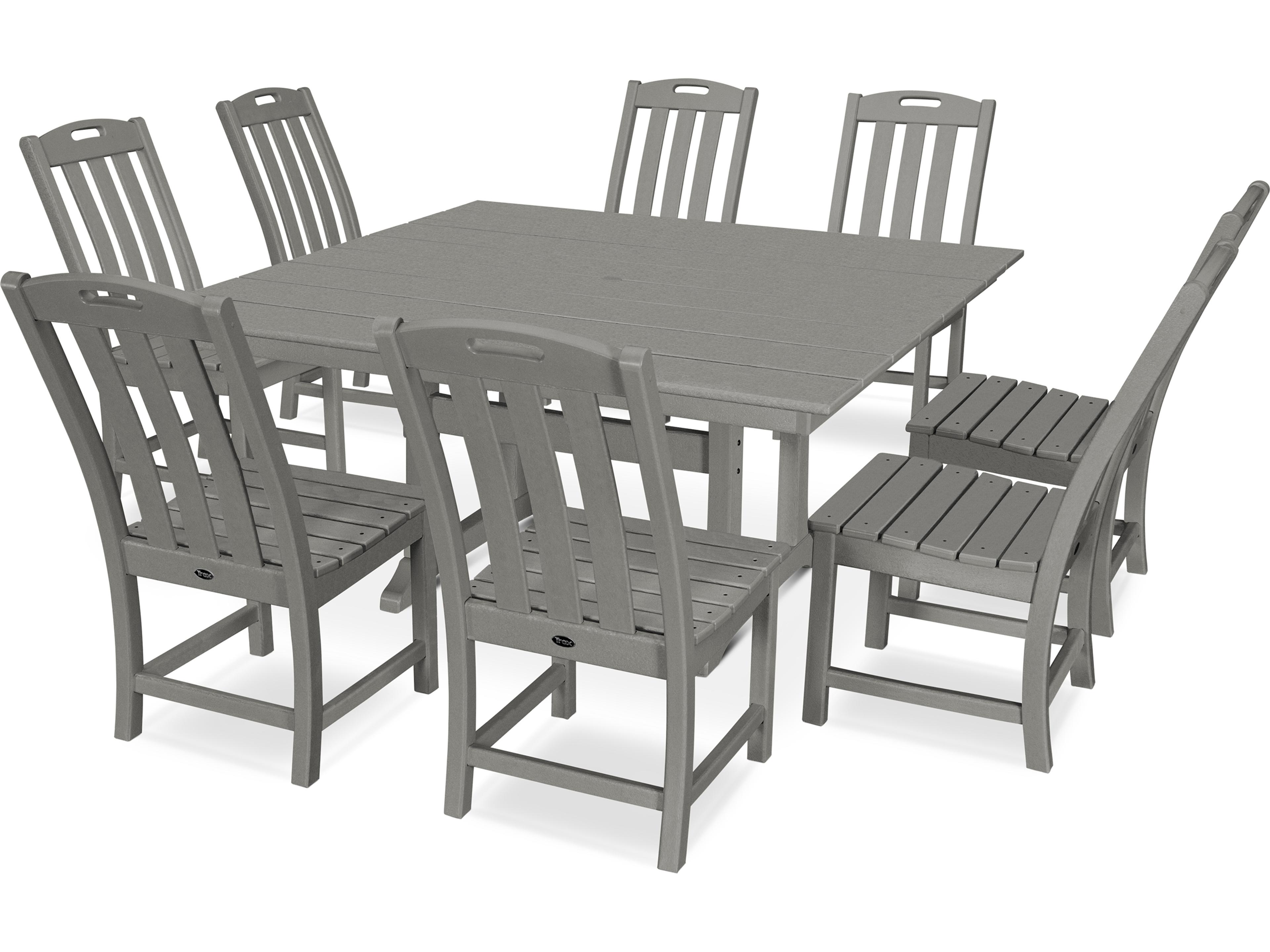 Trex® Outdoor Furniture™ Yacht Club Recycled Plastic 9 Piece Farmhouse Trestle Dining Set