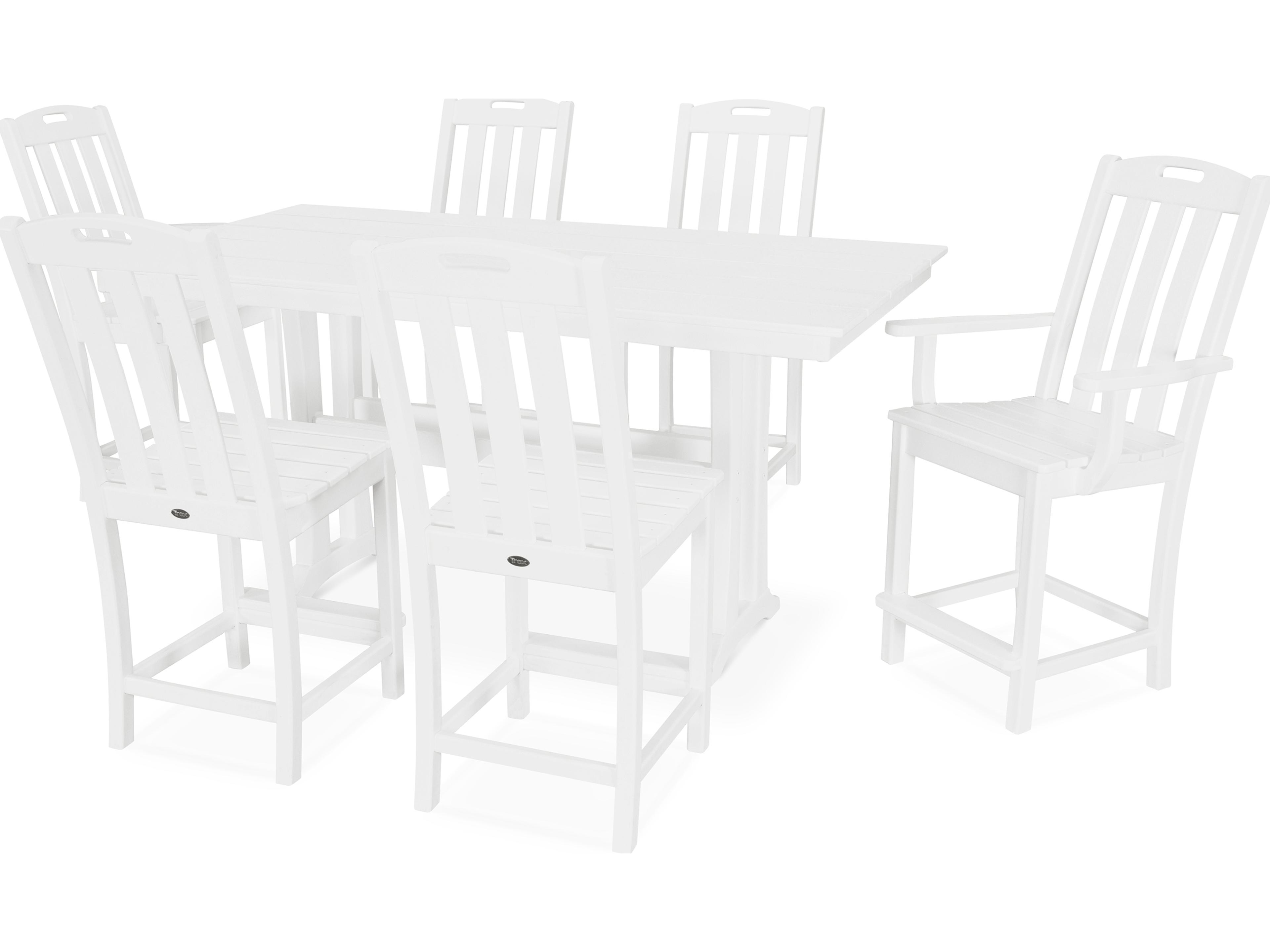 Trex® Outdoor Furniture™ Yacht Club Recycled Plastic 7 Piece Farmhouse Trestle Counter Set