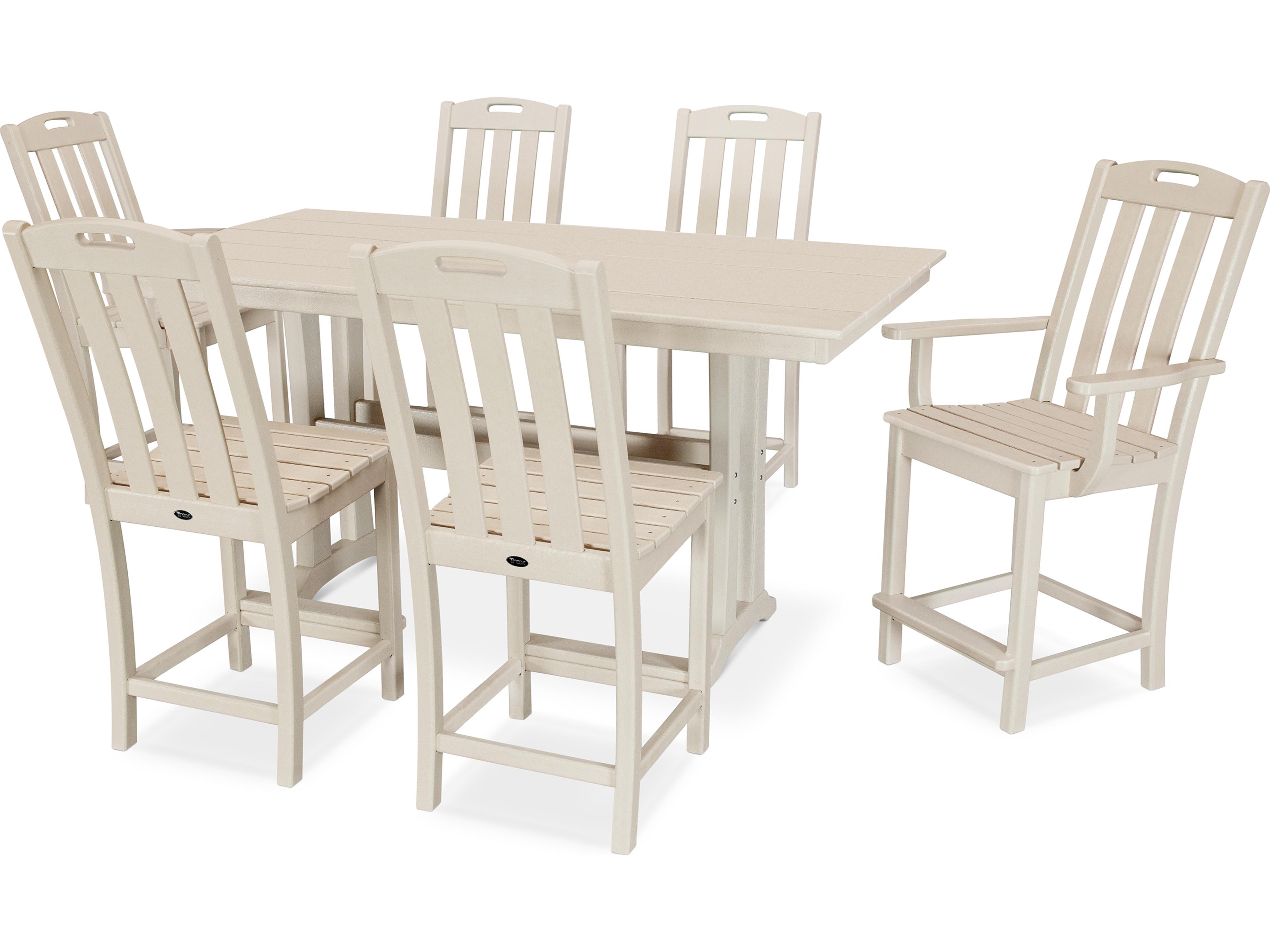 Trex® Outdoor Furniture™ Yacht Club Recycled Plastic 7 Piece Farmhouse Trestle Counter Set