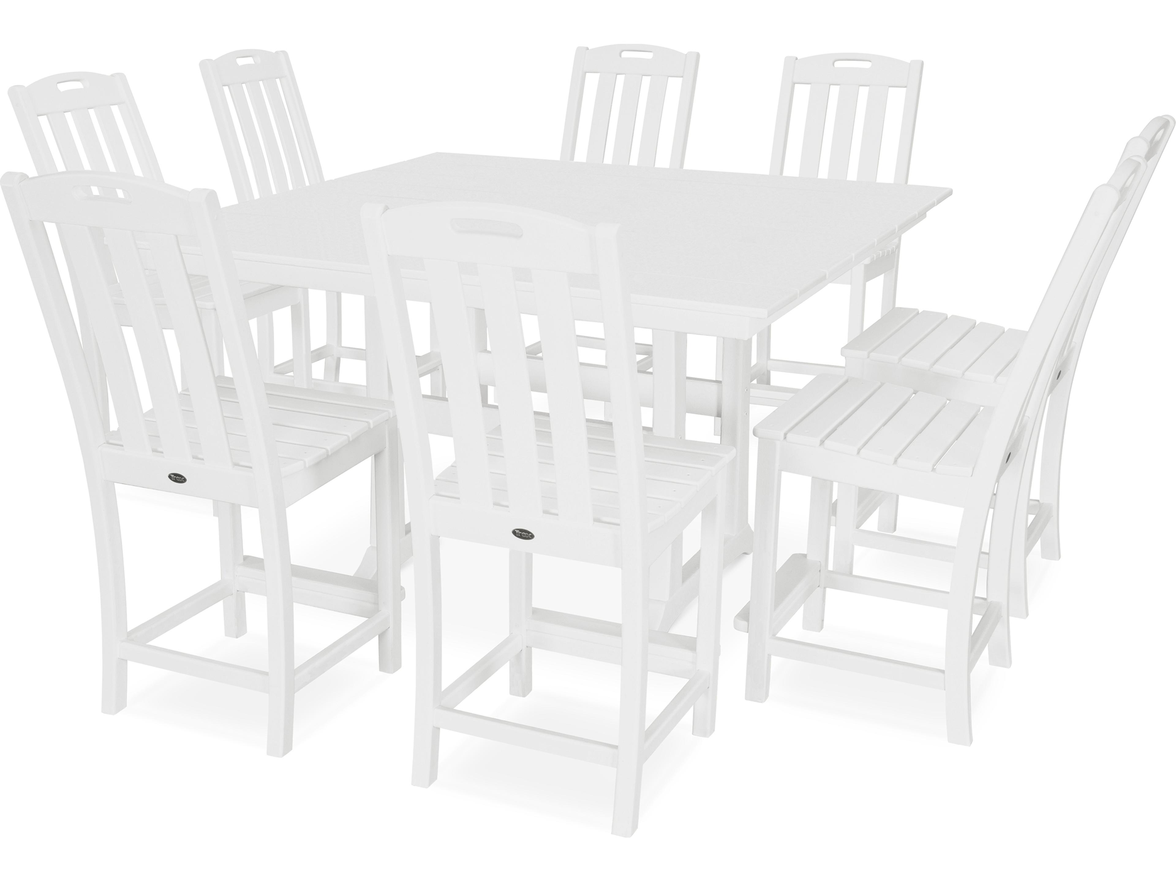 Trex® Outdoor Furniture™ Yacht Club Recycled Plastic 9 Piece Farmhouse Trestle Counter Set
