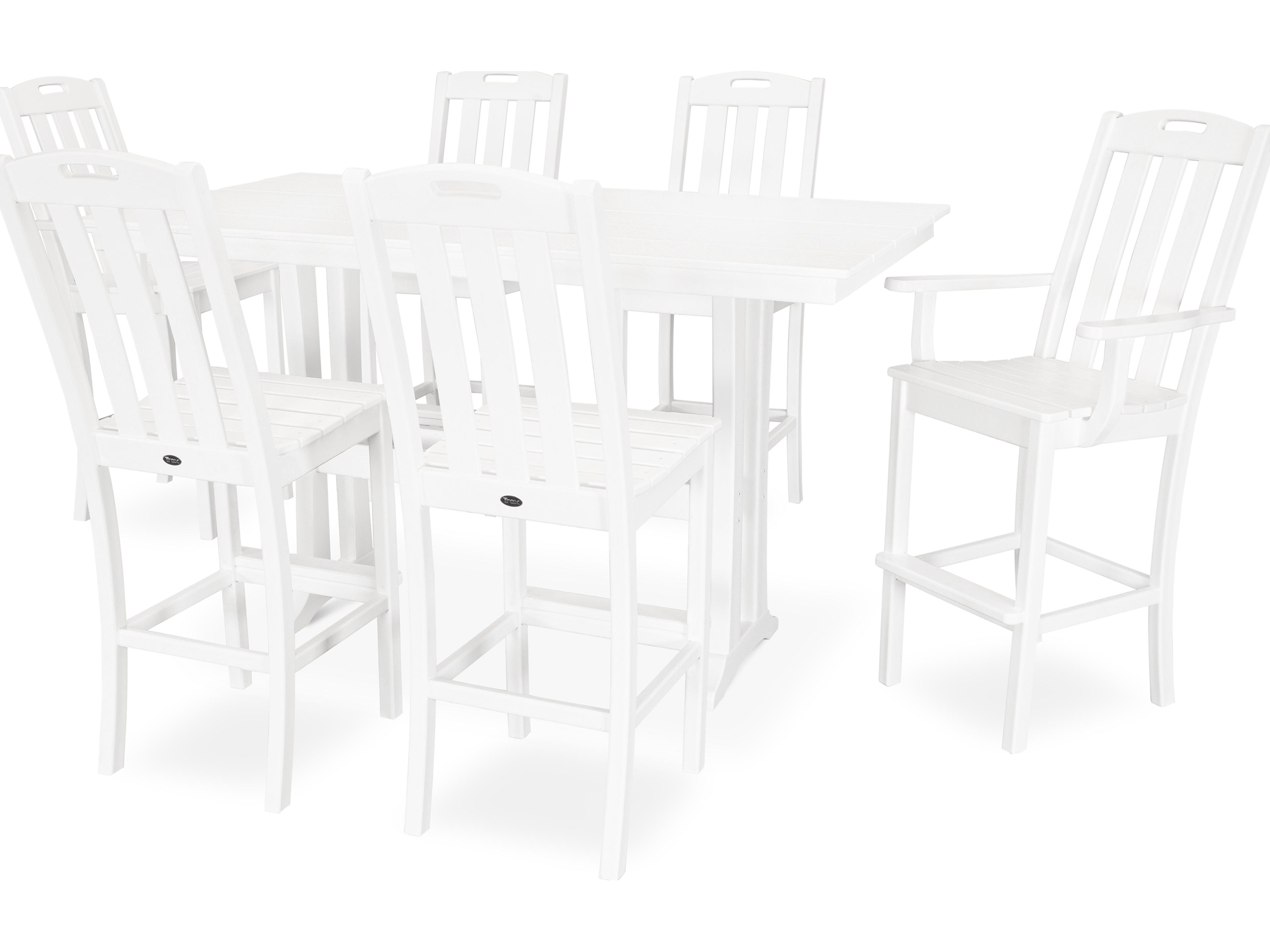 Trex® Outdoor Furniture™ Yacht Club Recycled Plastic 7 Piece Farmhouse Trestle Bar Set