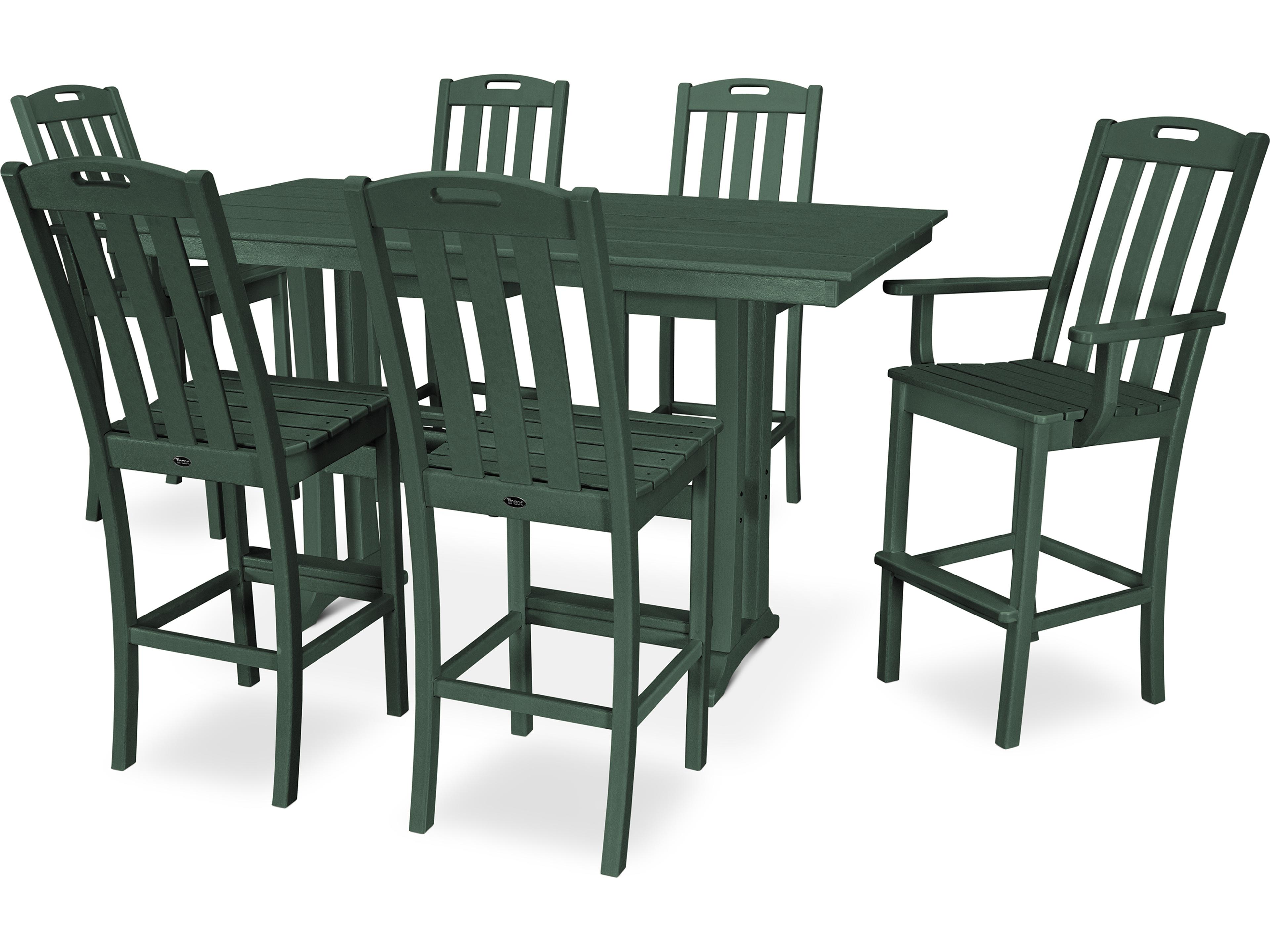 Trex® Outdoor Furniture™ Yacht Club Recycled Plastic 7 Piece Farmhouse Trestle Bar Set