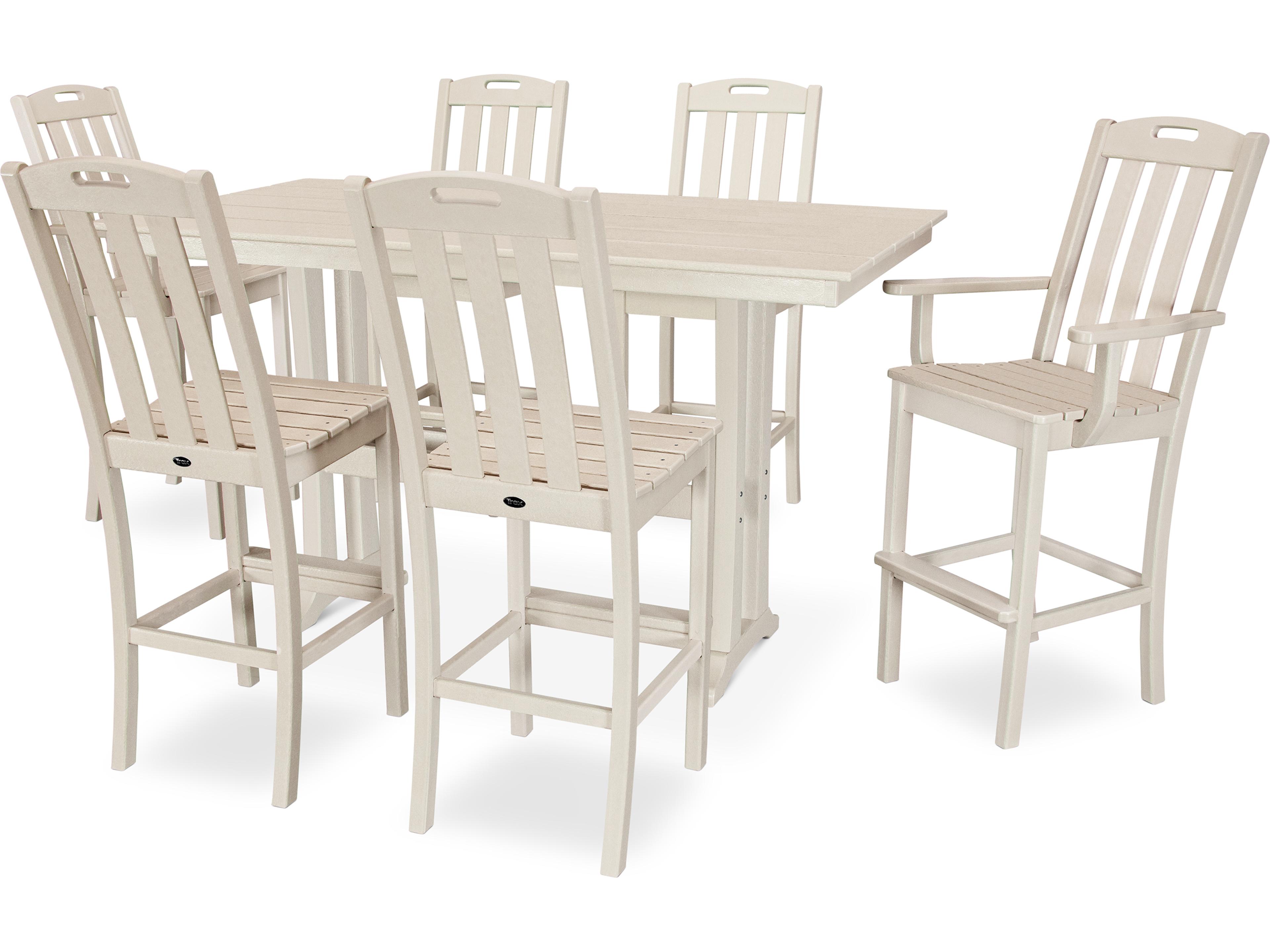 Trex® Outdoor Furniture™ Yacht Club Recycled Plastic 7 Piece Farmhouse Trestle Bar Set