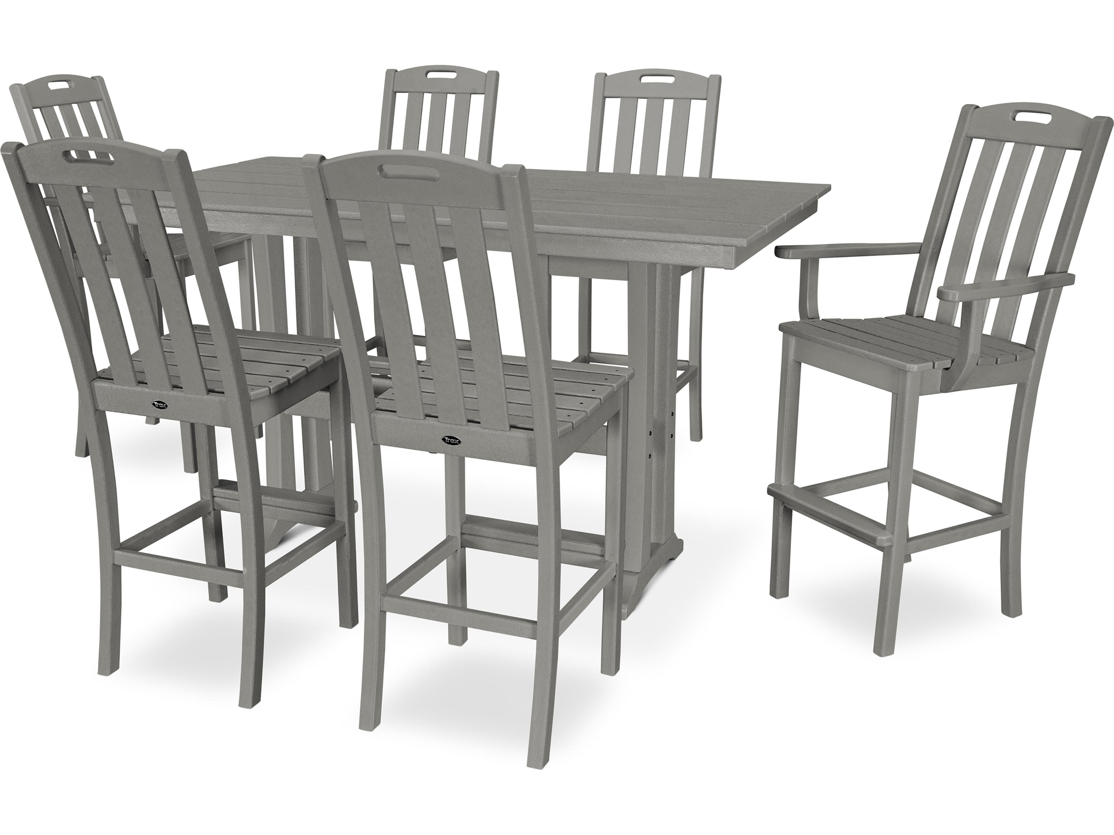 Trex® Outdoor Furniture™ Yacht Club Recycled Plastic 7 Piece Farmhouse Trestle Bar Set
