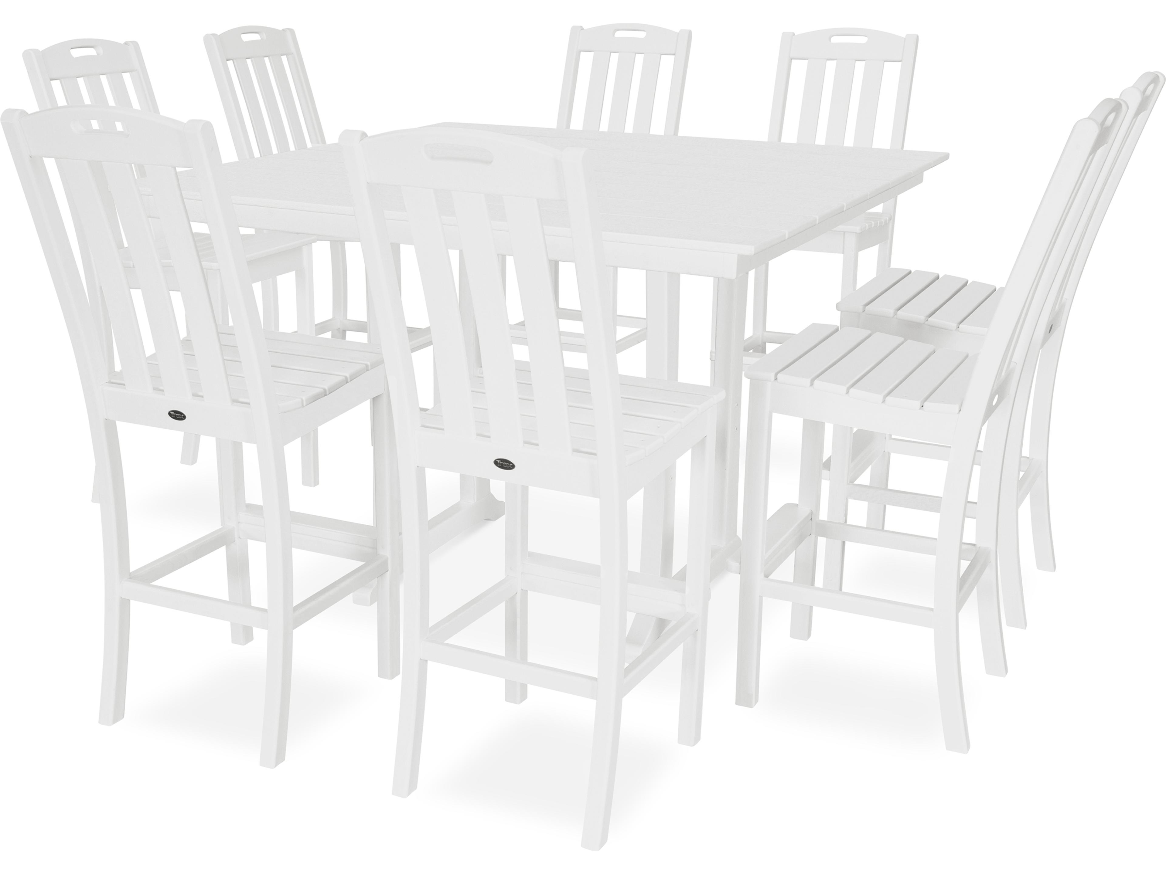 Trex® Outdoor Furniture™ Yacht Club Recycled Plastic 9 Piece Farmhouse Trestle Bar Set