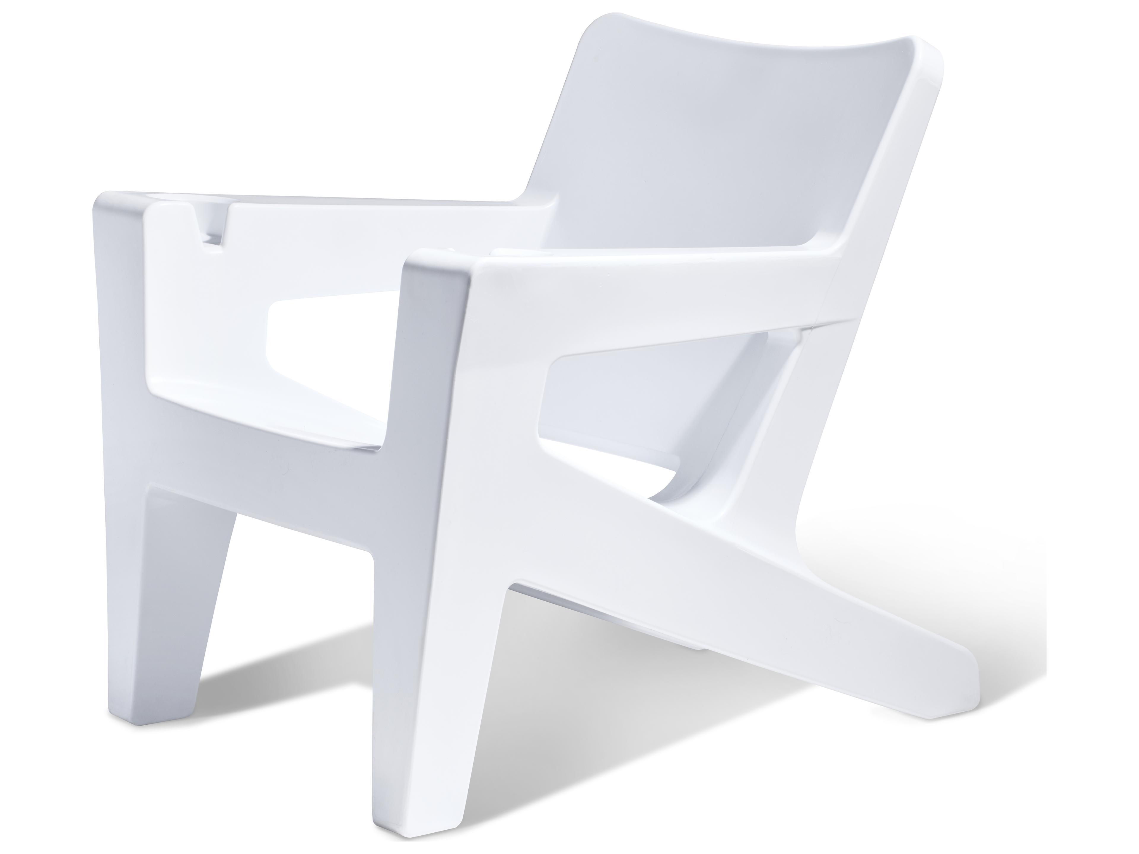 Bask Marine Grade Polyethylene Lounge Chair in Highcloud White