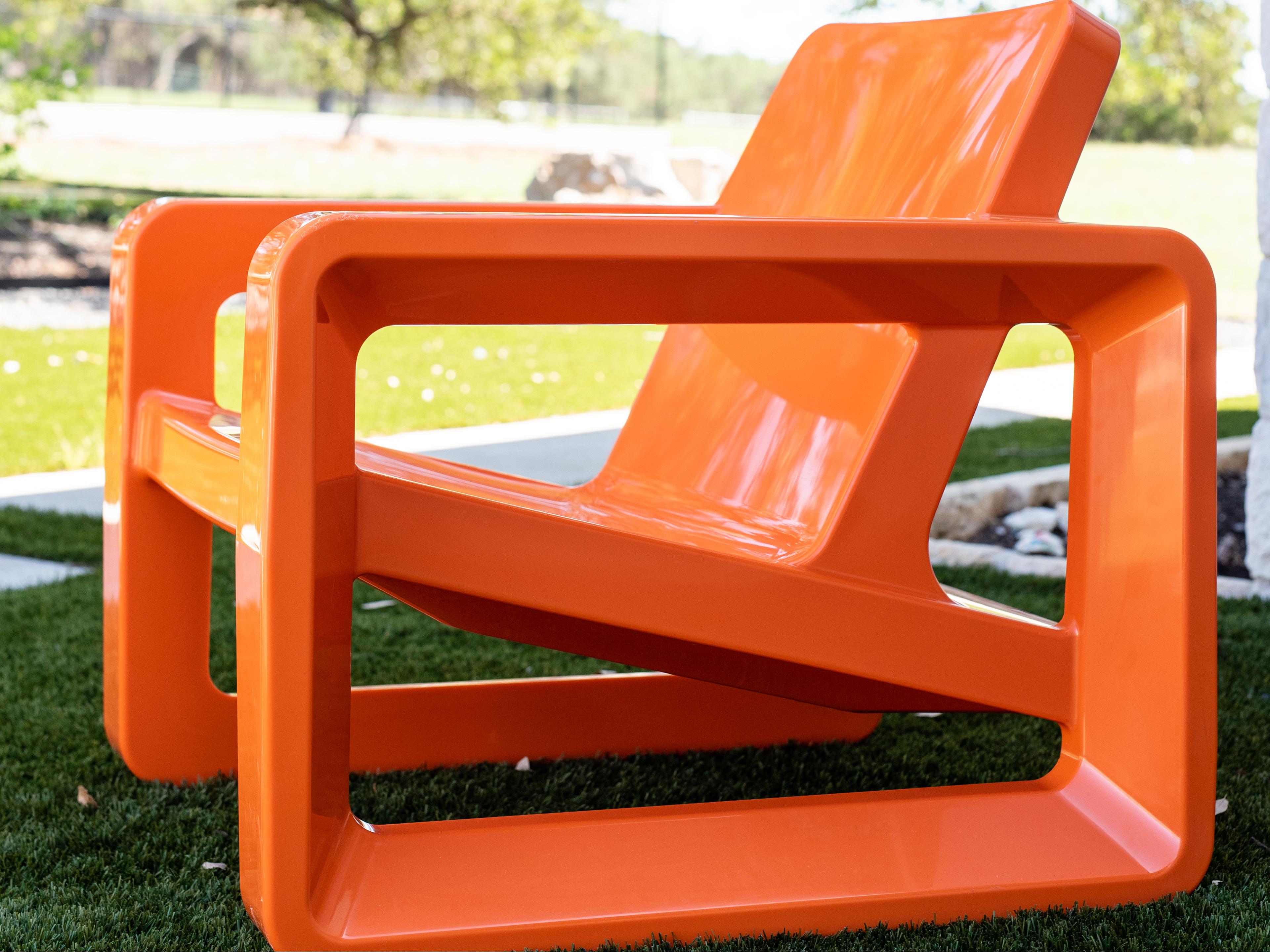 Tupelo Goods Deck Marine Grade Polyethylene Lounge Chair in Vintage Orange
