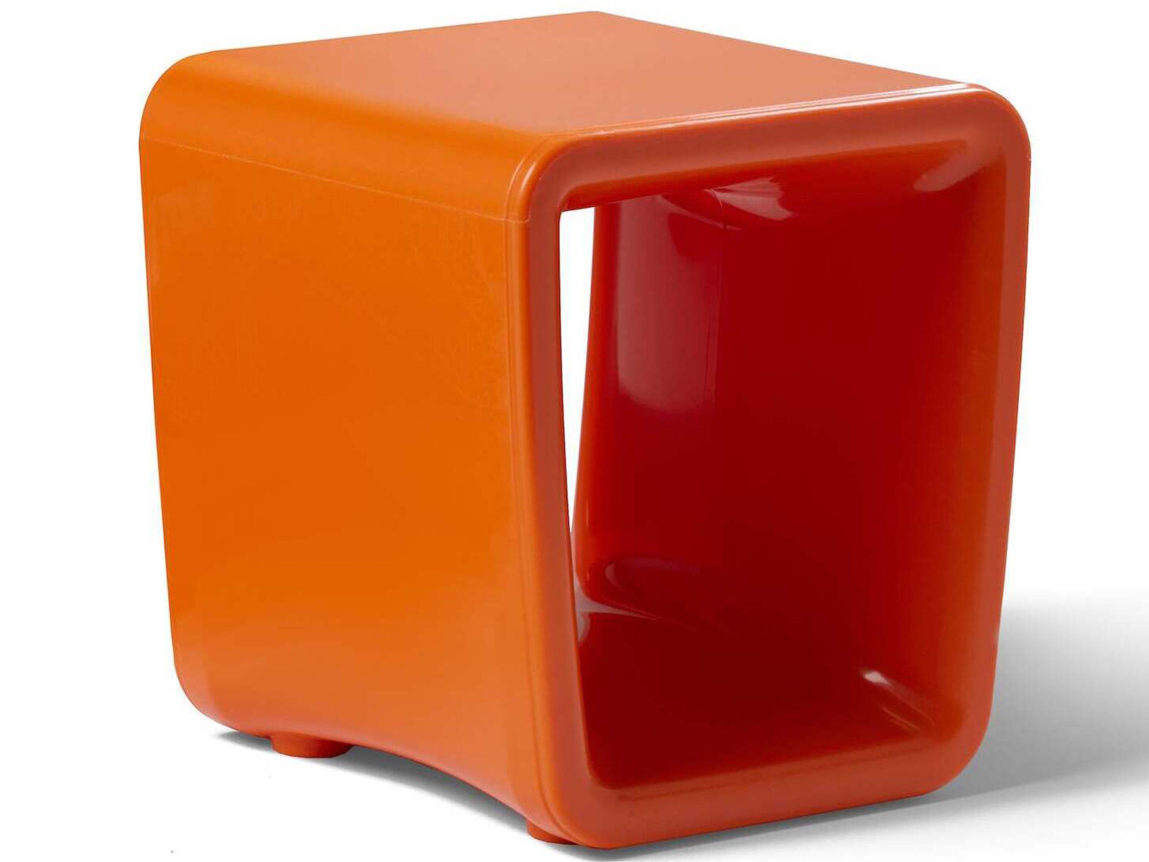 Loop Marine Grade Polyethylene Square End Table in Vintage Orange