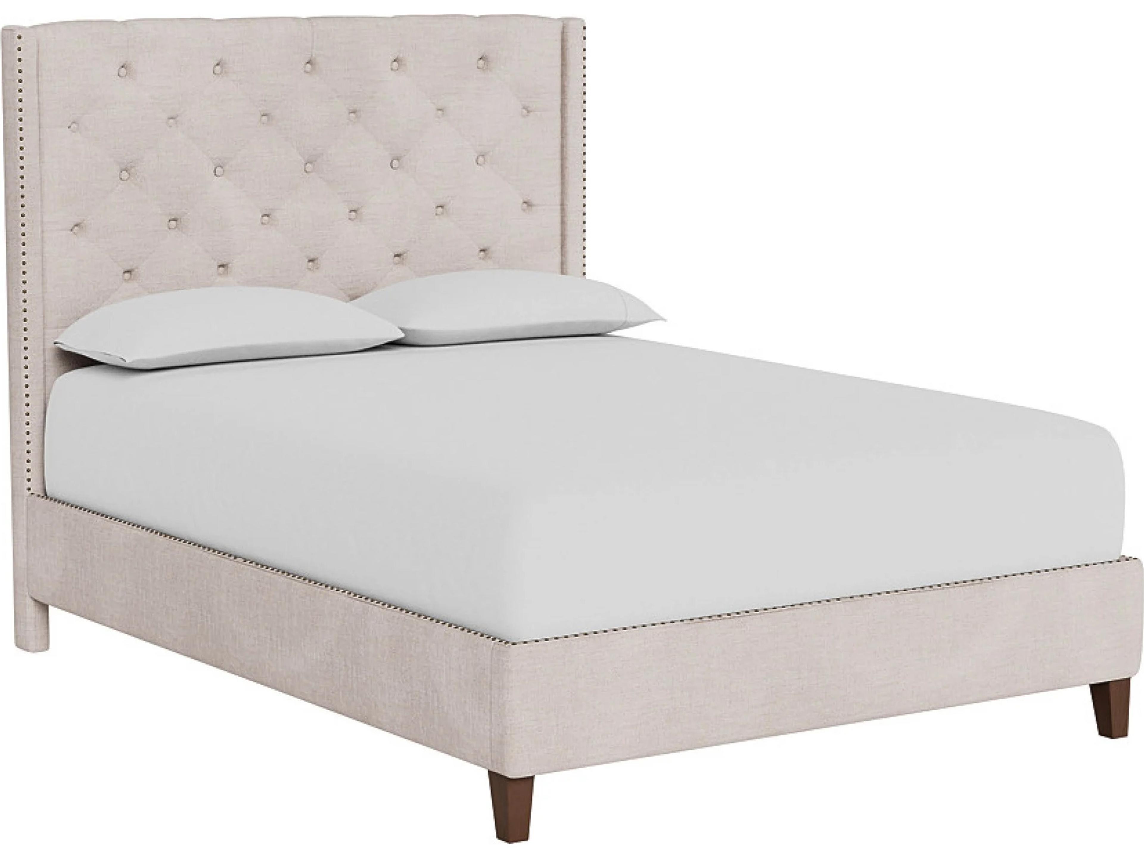 Midtown Bed Beige Upholstered Queen Platform