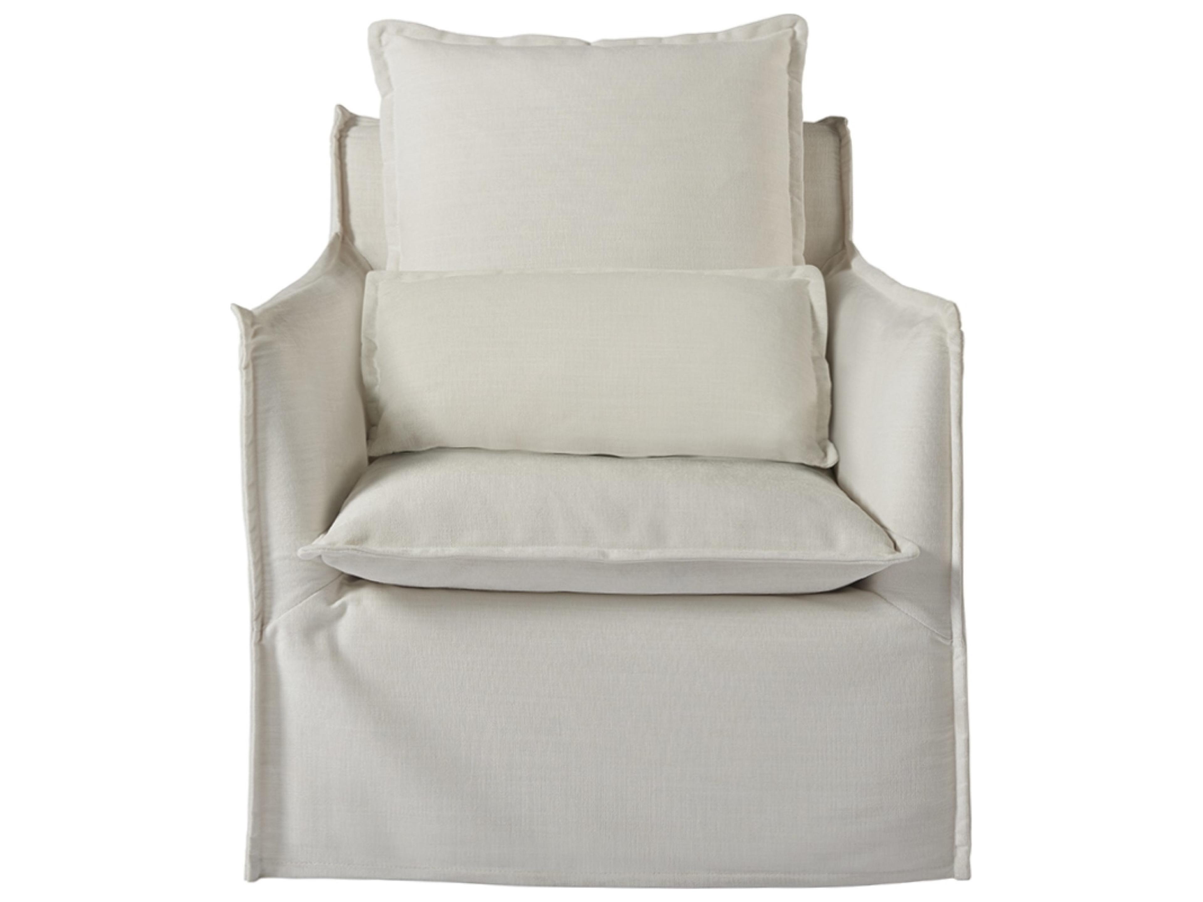 Swivel White Fabric Accent Chair