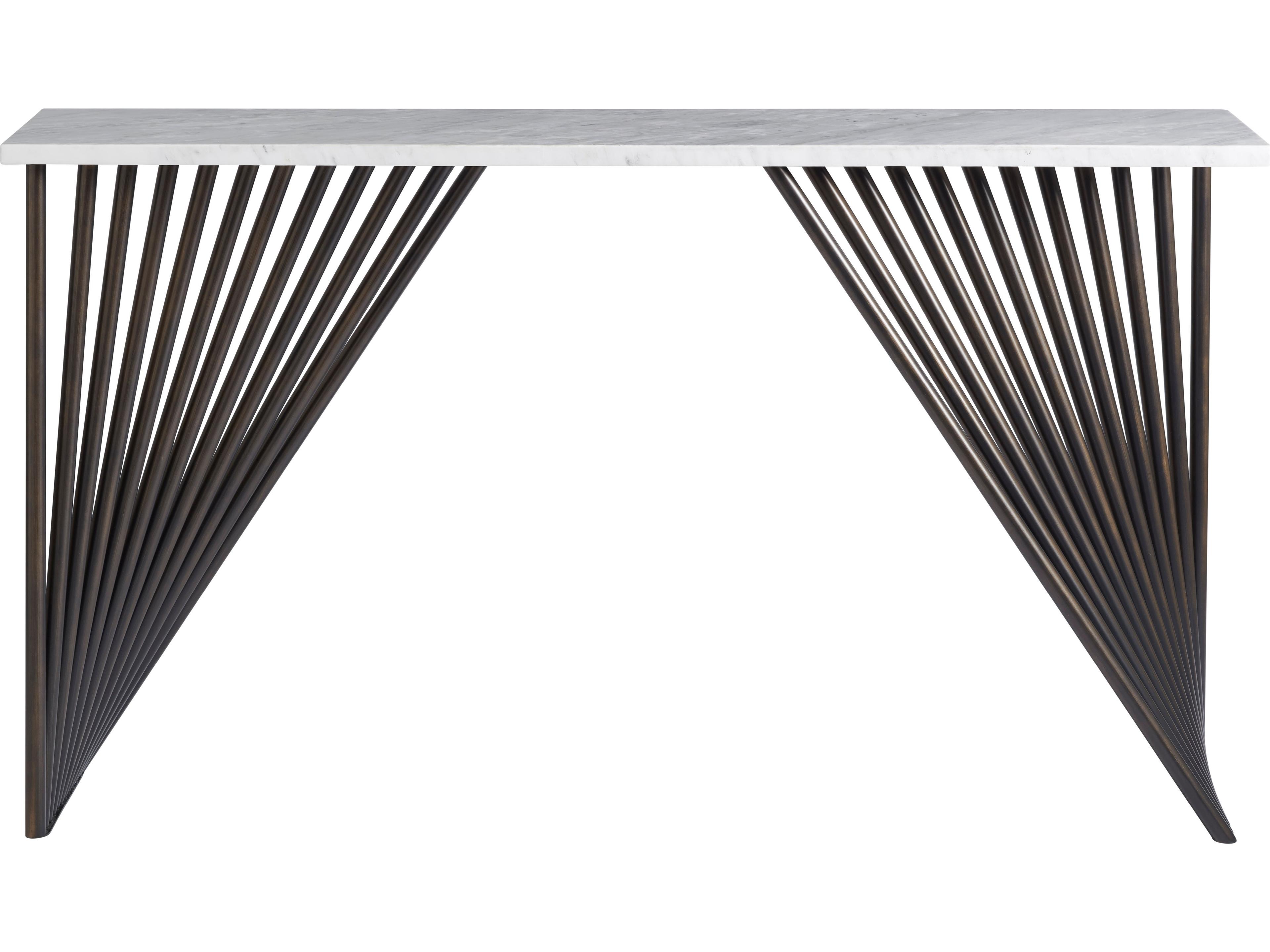 Nina Magon Marcel Rectangular Stone Bronze Metal Console Table