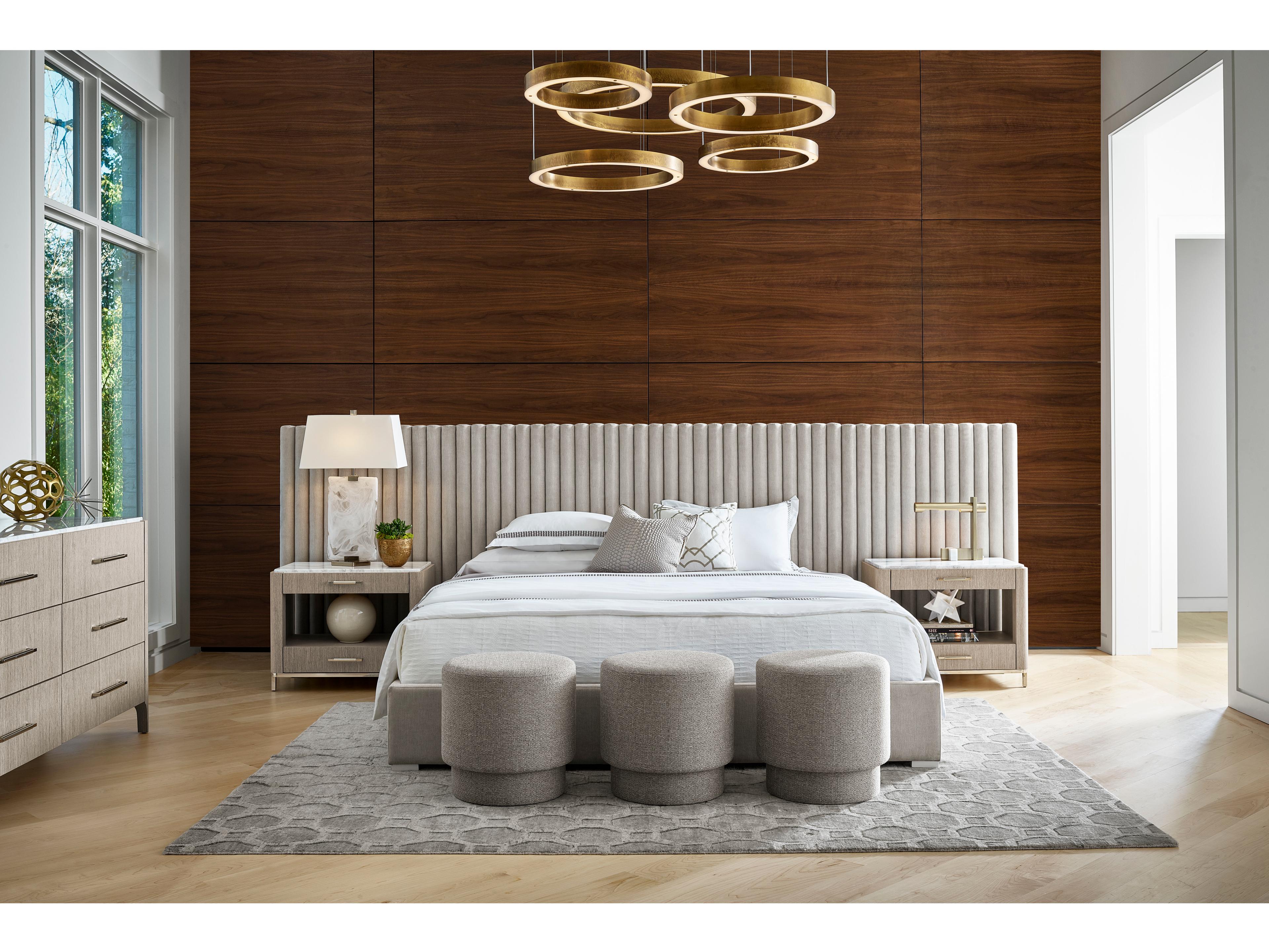 Universal Furniture Modern Decker Wall Crypton Sorrell Glacier Gray Upholstered Queen Platform Bed